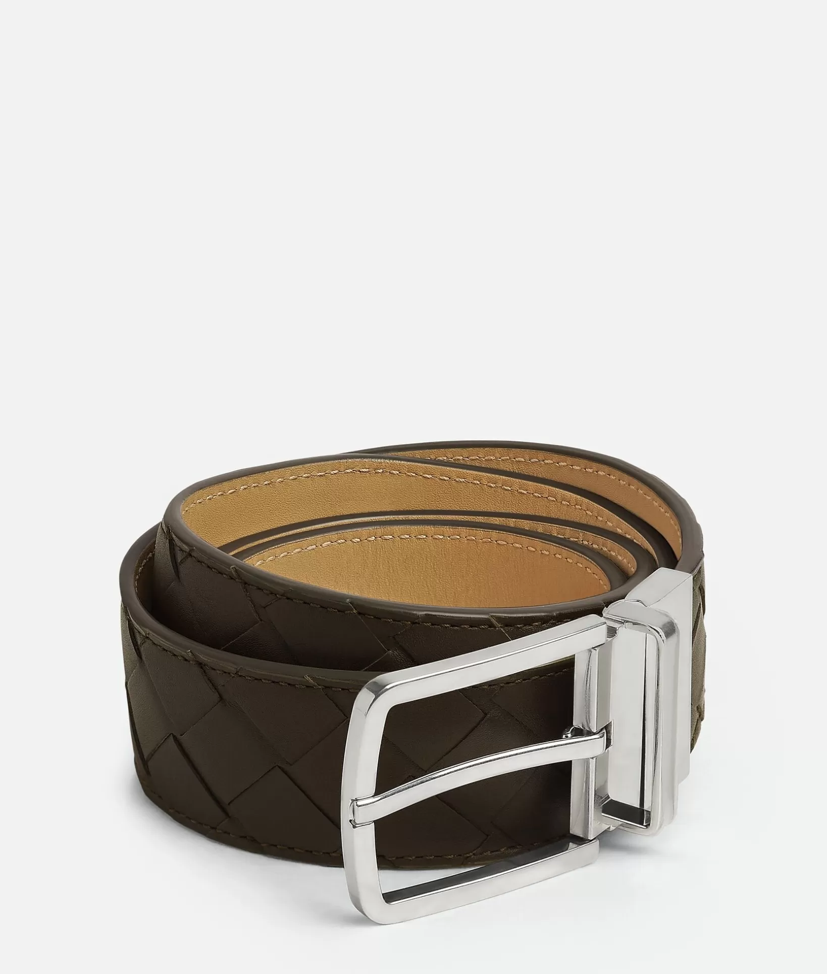 Belts>Bottega Veneta Intrecciato Reversible Belt Kaki/dark praline