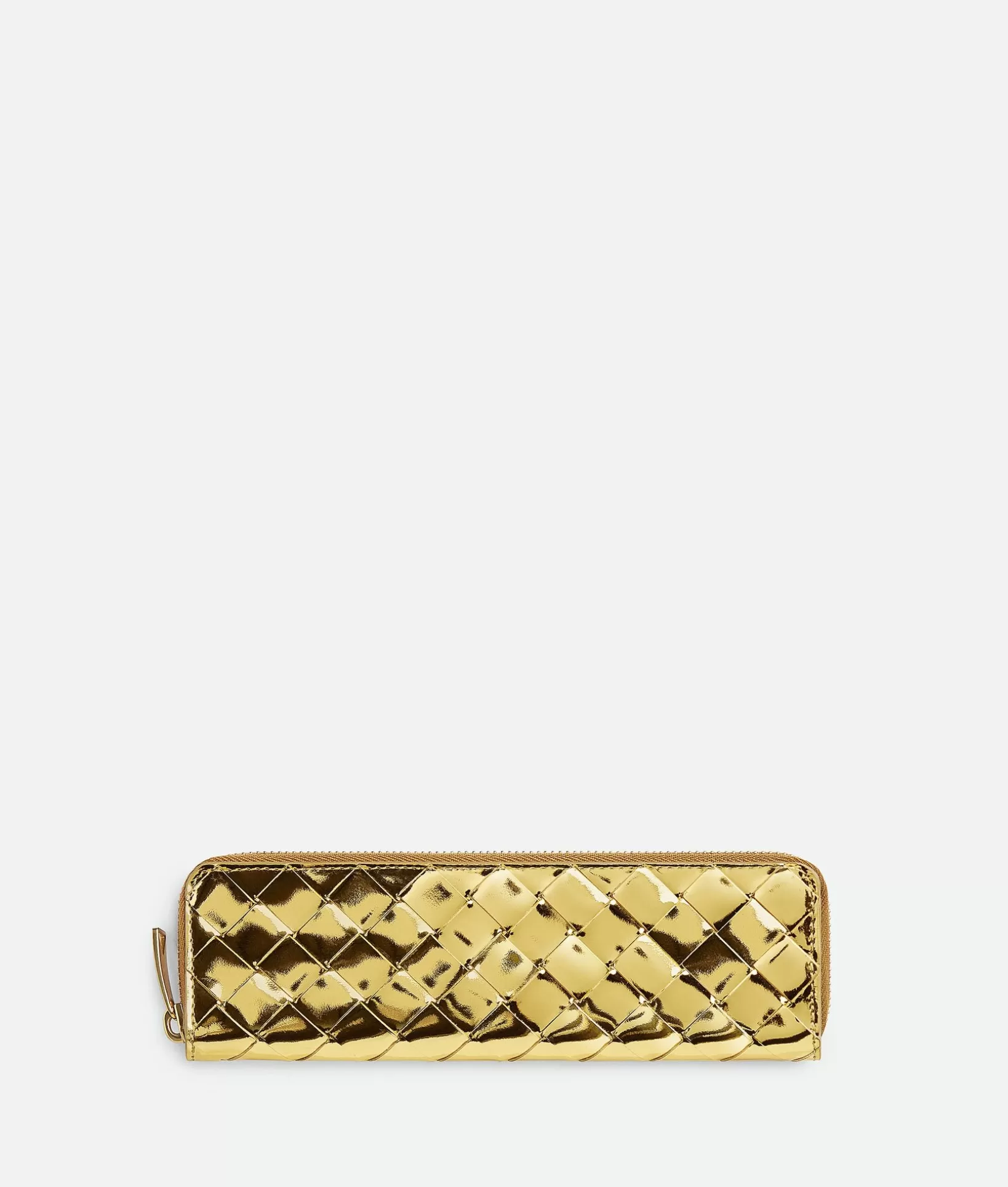 Pouches>Bottega Veneta Intrecciato Slim Pencil Case Gold