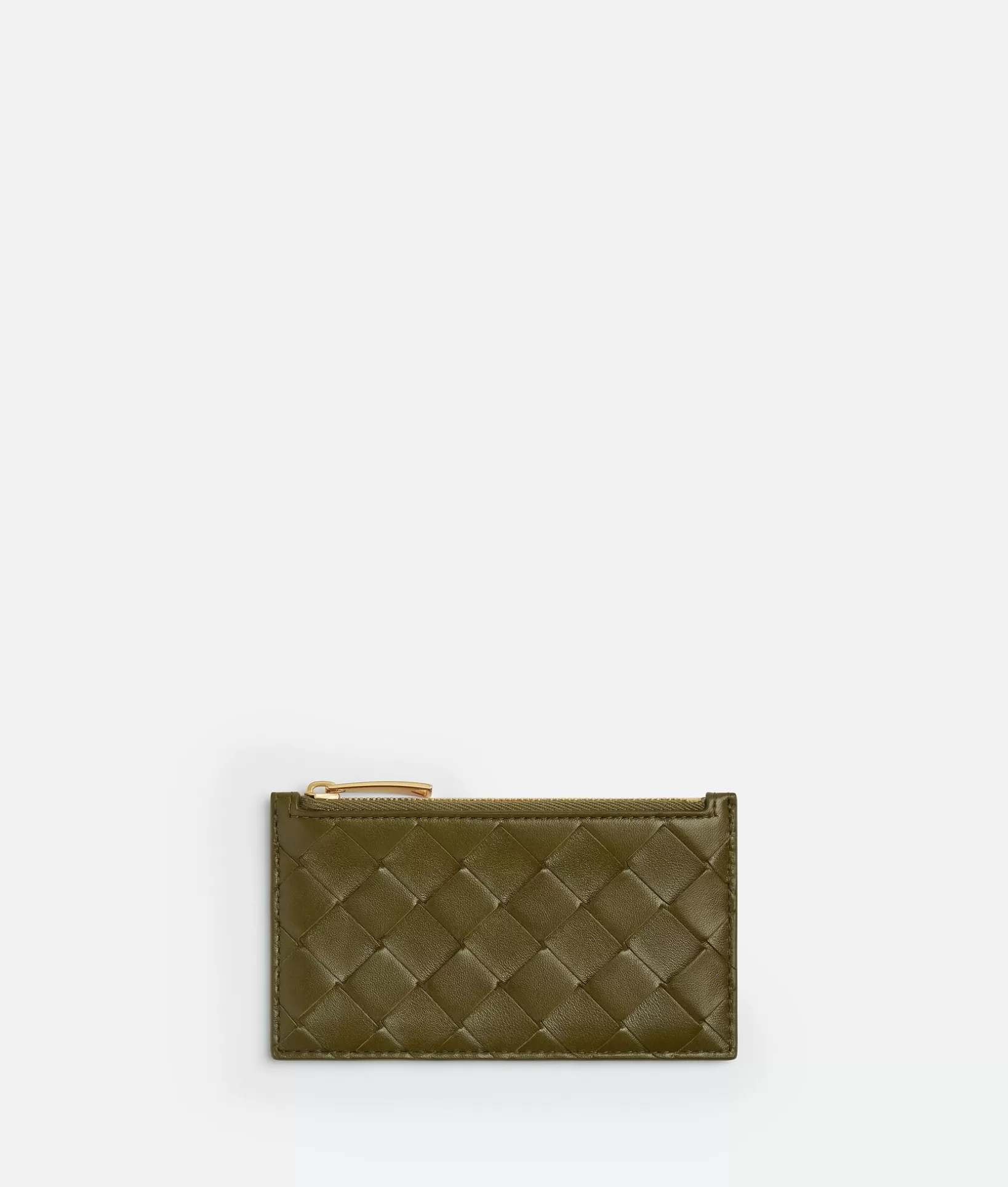 Card Cases>Bottega Veneta Intrecciato Slim Zipped Card Case Olive oil