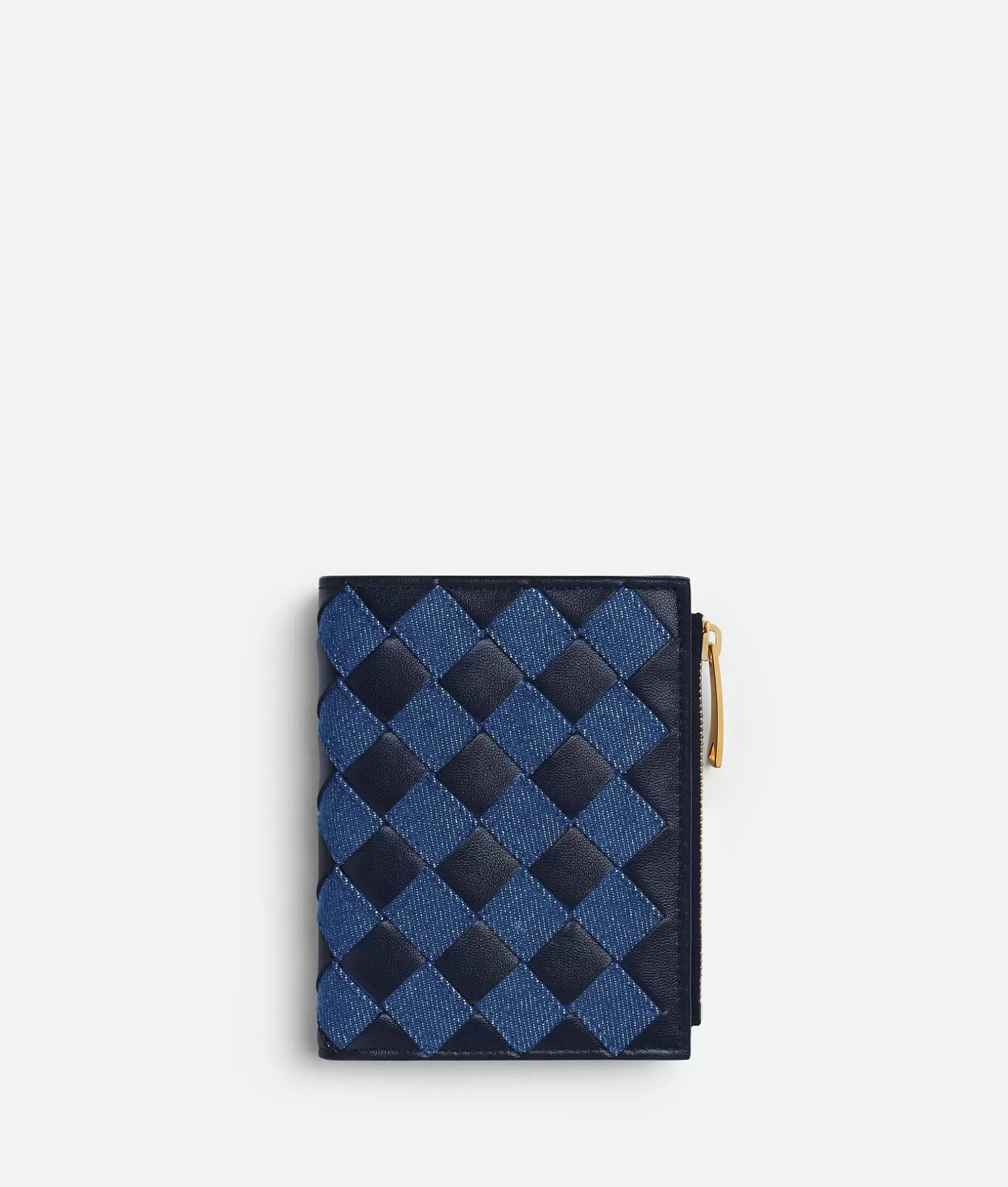 Small Wallets>Bottega Veneta Intrecciato Small Bi-Fold Wallet Abyss / Indigo