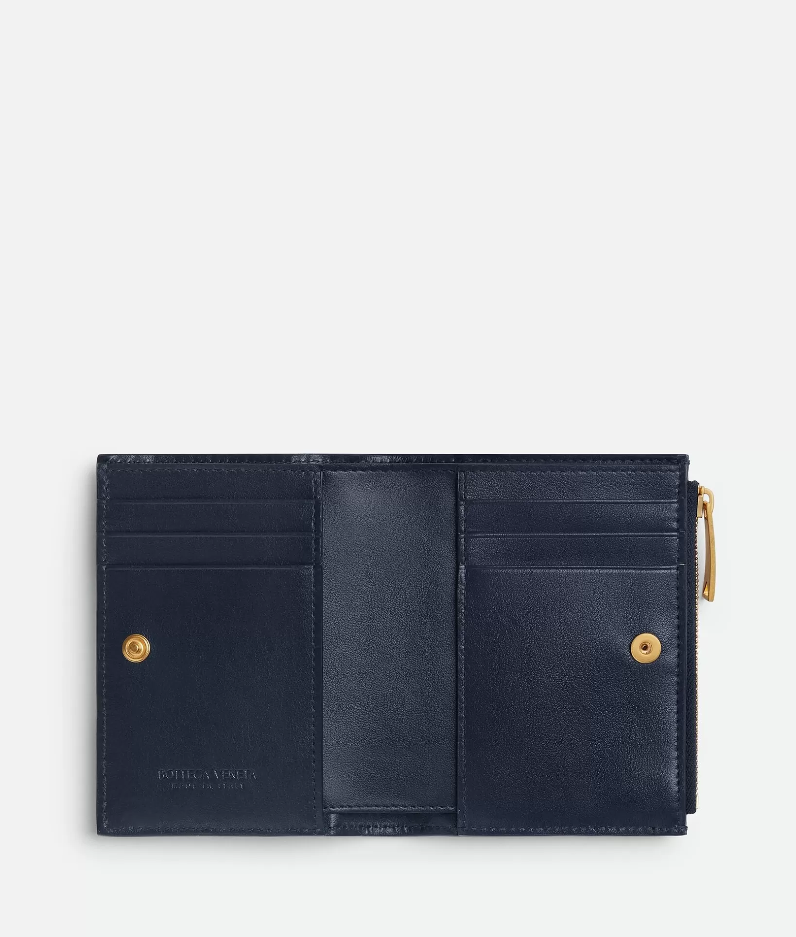 Small Wallets>Bottega Veneta Intrecciato Small Bi-Fold Wallet Abyss / Indigo