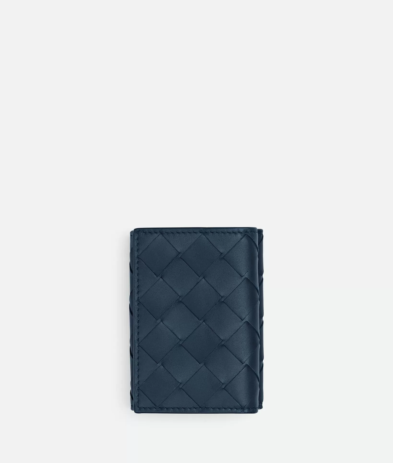 Small Wallets>Bottega Veneta Intrecciato Tiny Tri-Fold Wallet Deep blue