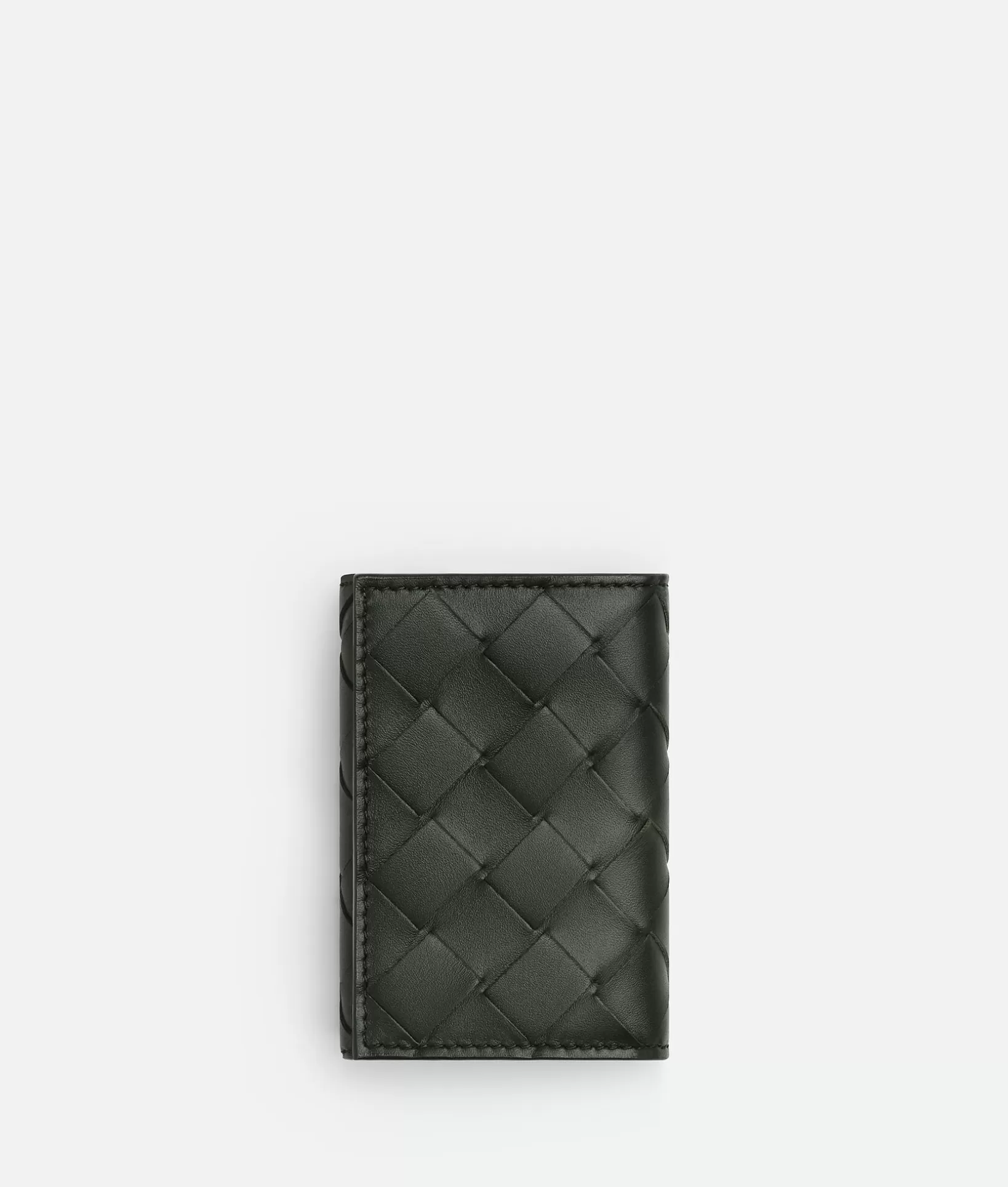 Small Wallets>Bottega Veneta Intrecciato Tiny Tri-Fold Wallet Dark green / Travertine