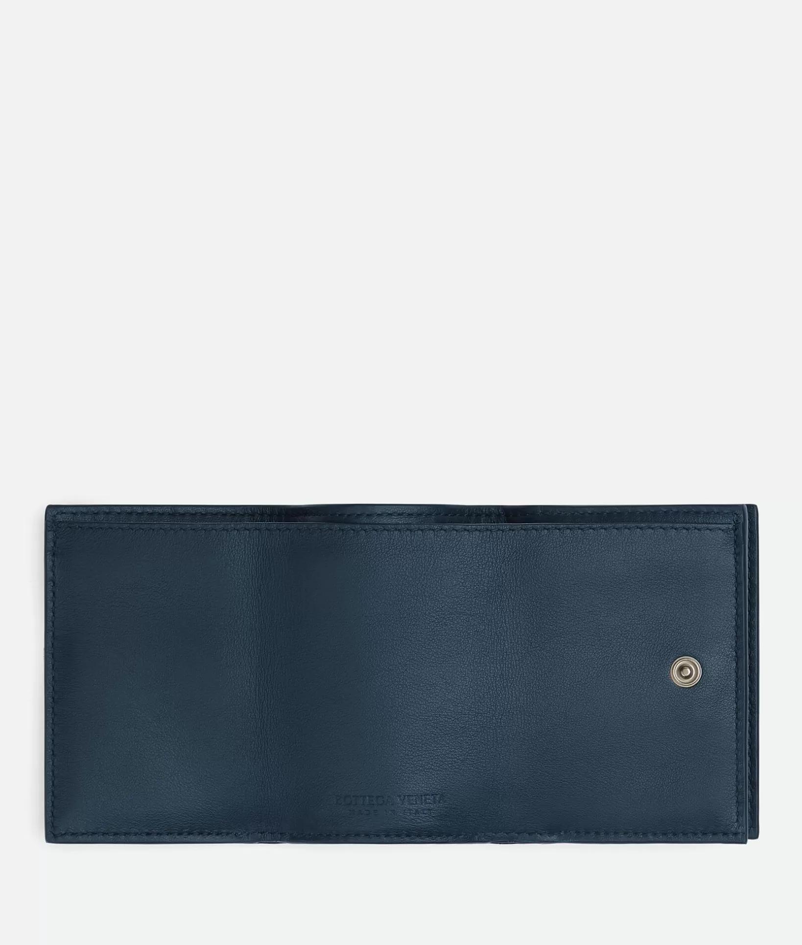 Small Wallets>Bottega Veneta Intrecciato Tiny Tri-Fold Wallet Deep blue