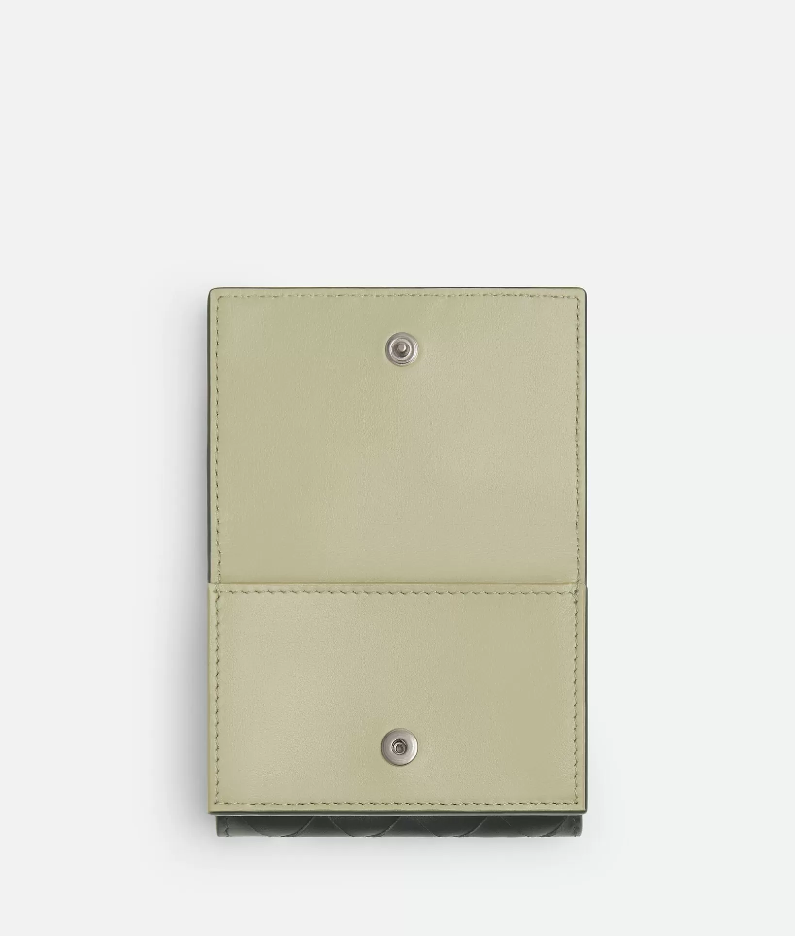 Small Wallets>Bottega Veneta Intrecciato Tiny Tri-Fold Wallet Dark green / Travertine