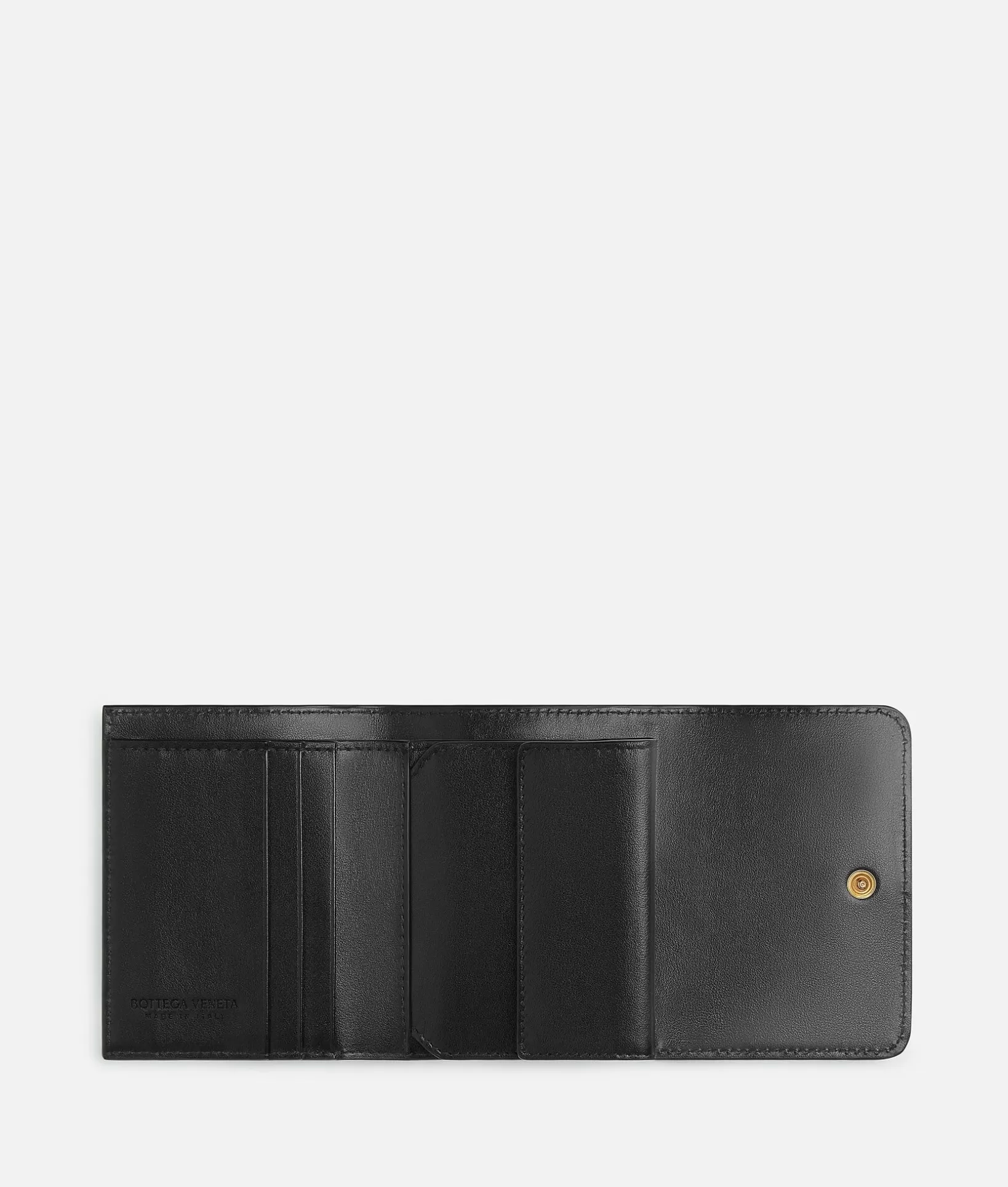 Small Wallets>Bottega Veneta Intrecciato Tri-Fold Wallet Black