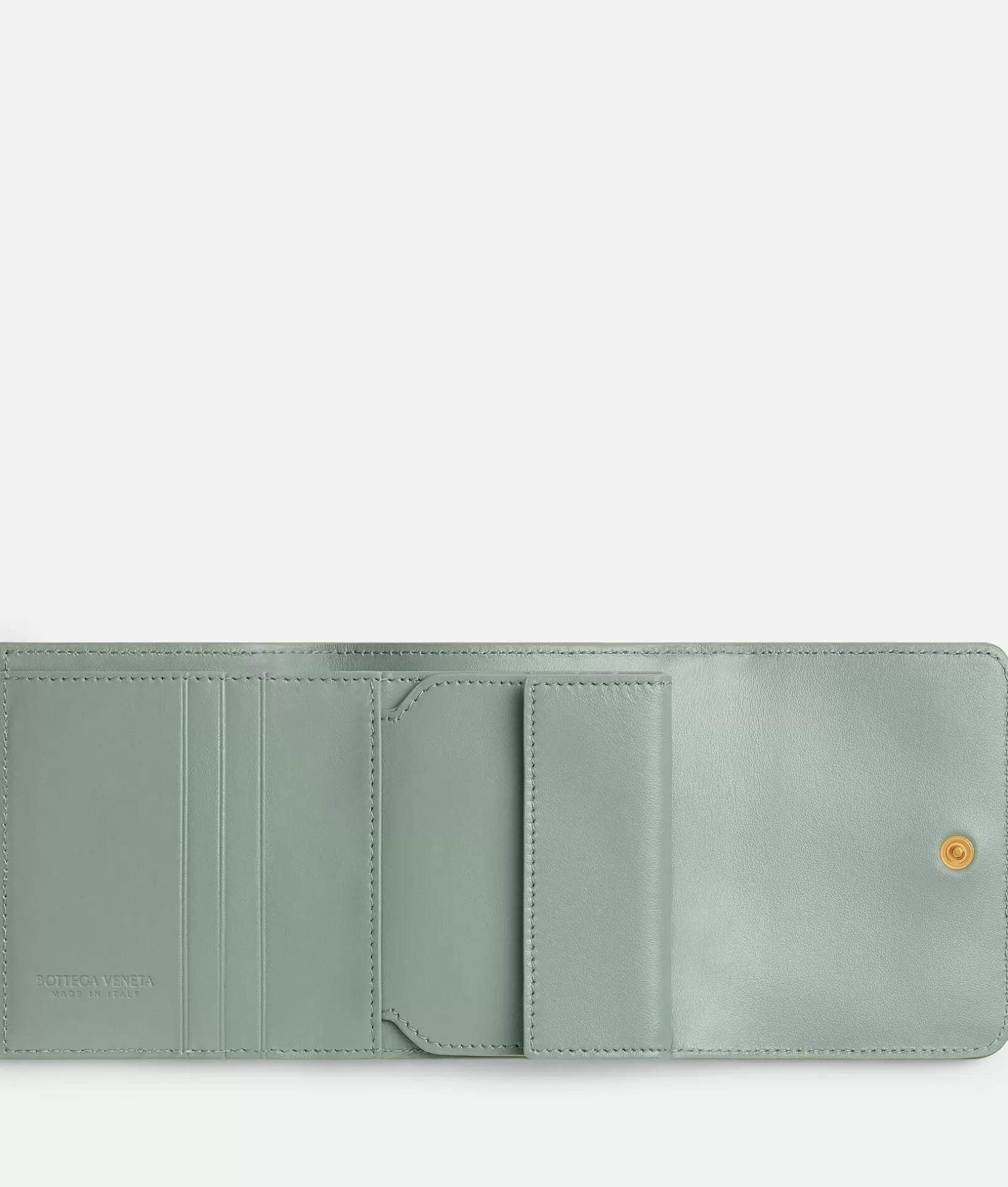 Small Wallets>Bottega Veneta Intrecciato Tri-Fold Wallet With Origami Coin Purse Travertine / New sauge