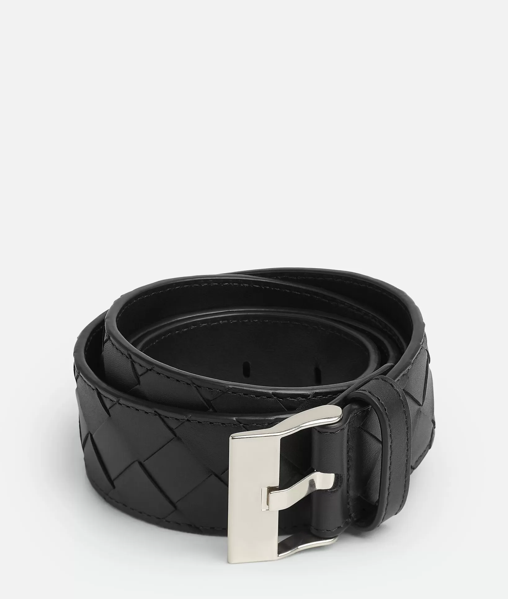 Belts>Bottega Veneta Intrecciato Watch Belt Black