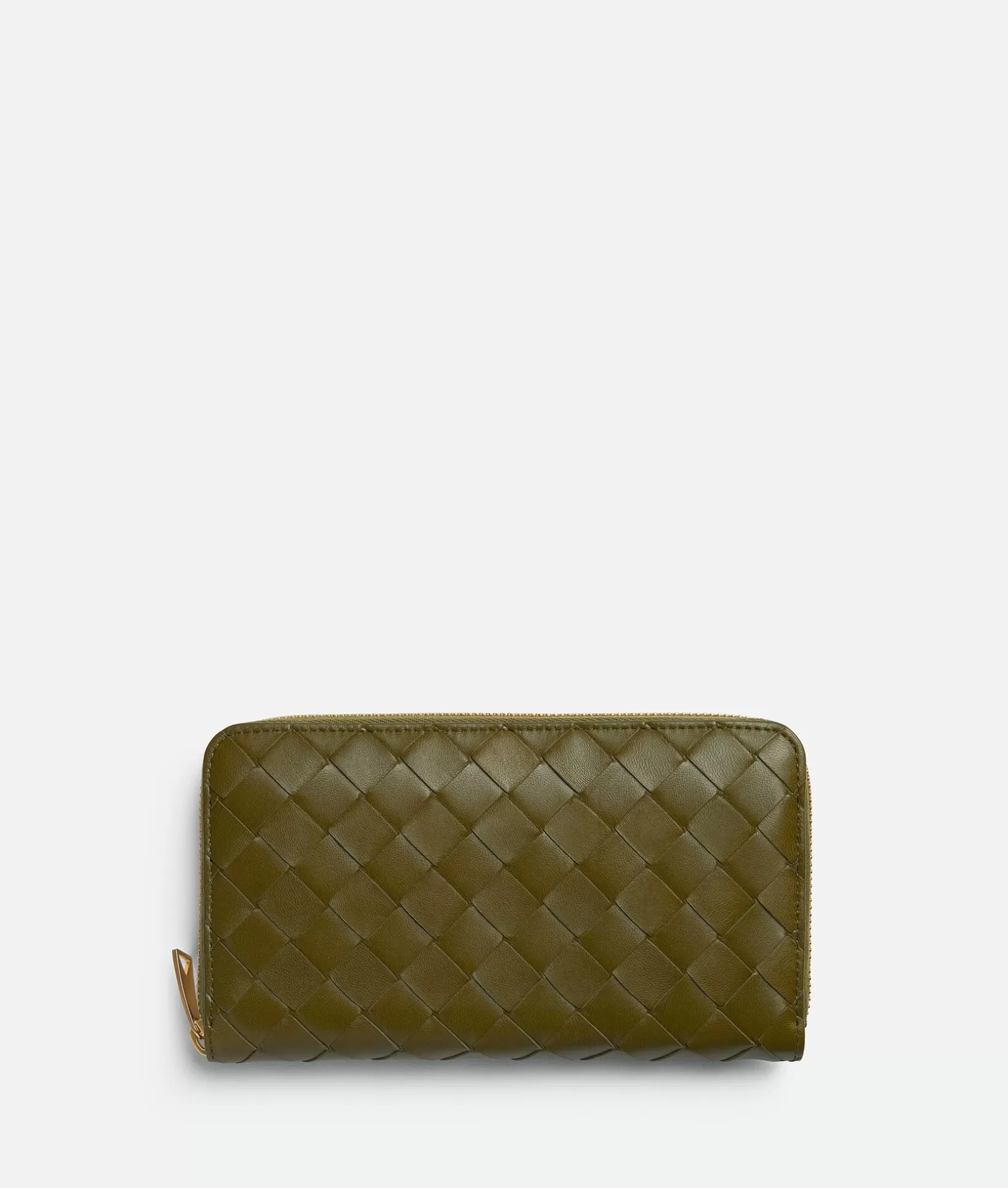 Long Wallets>Bottega Veneta Intrecciato Zip Around Wallet Olive oil