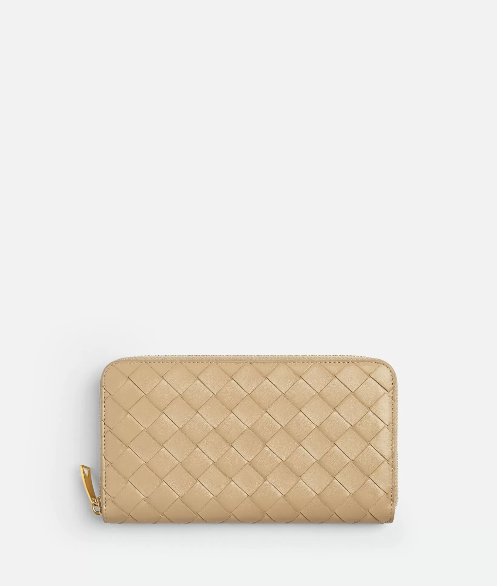 Long Wallets>Bottega Veneta Intrecciato Zip Around Wallet Porridge