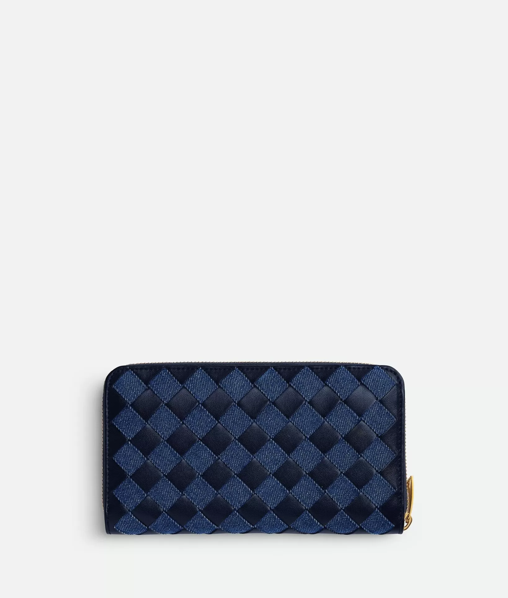 Long Wallets>Bottega Veneta Intrecciato Zip Around Wallet Abyss / Indigo