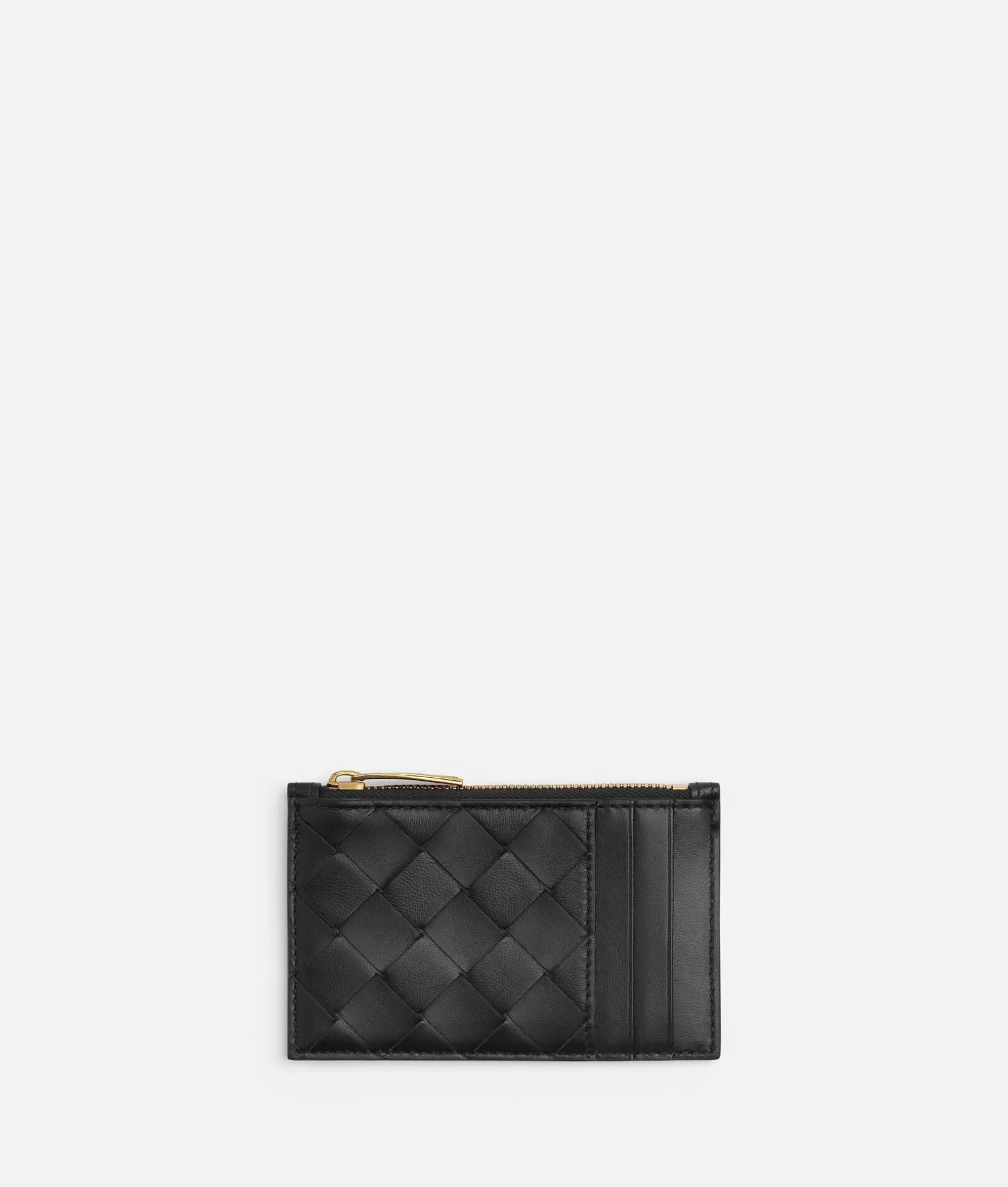 Card Cases>Bottega Veneta Intrecciato Zipped Card Case Black