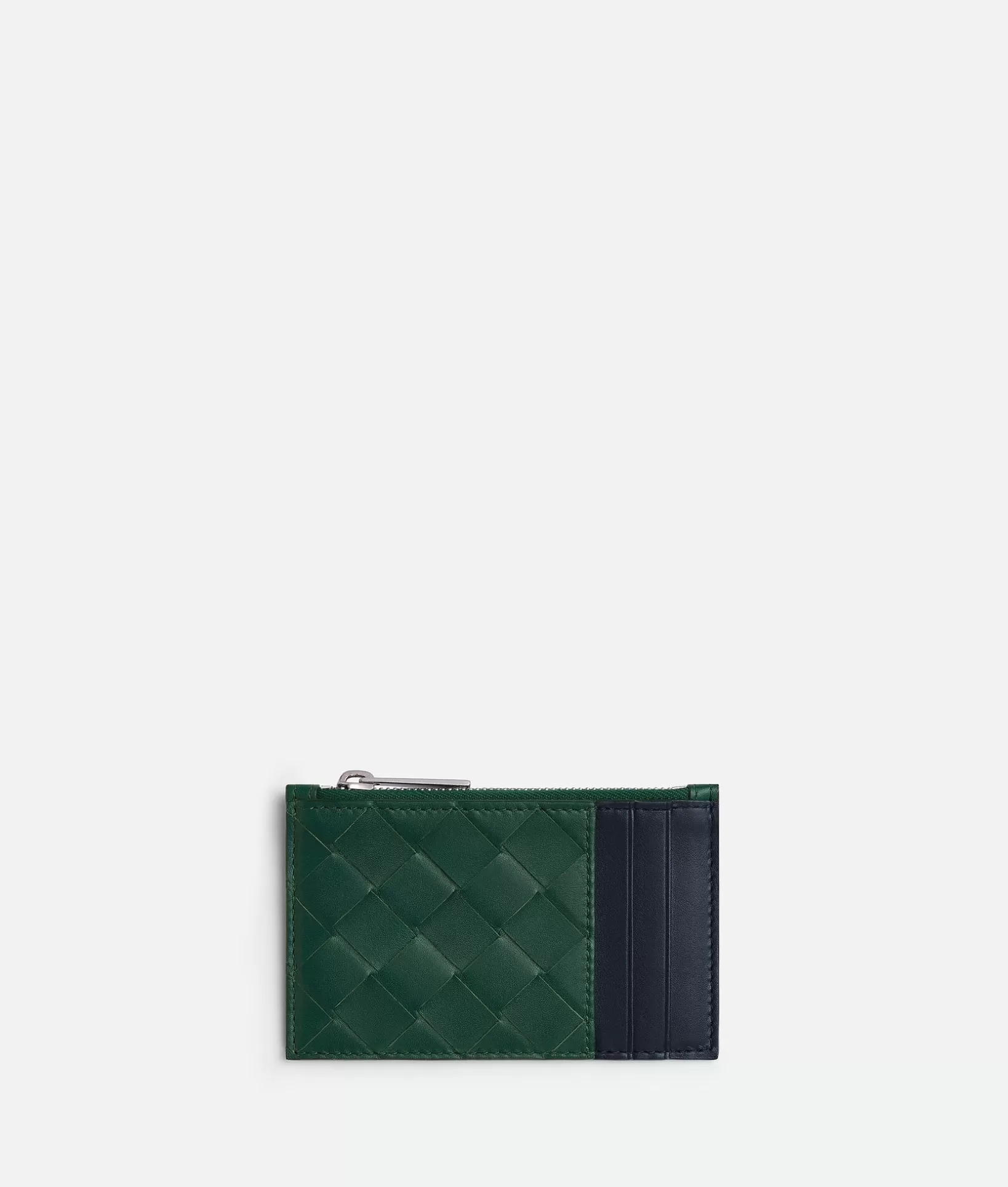 Card Cases>Bottega Veneta Intrecciato Zippered Card Case Emerald green/space