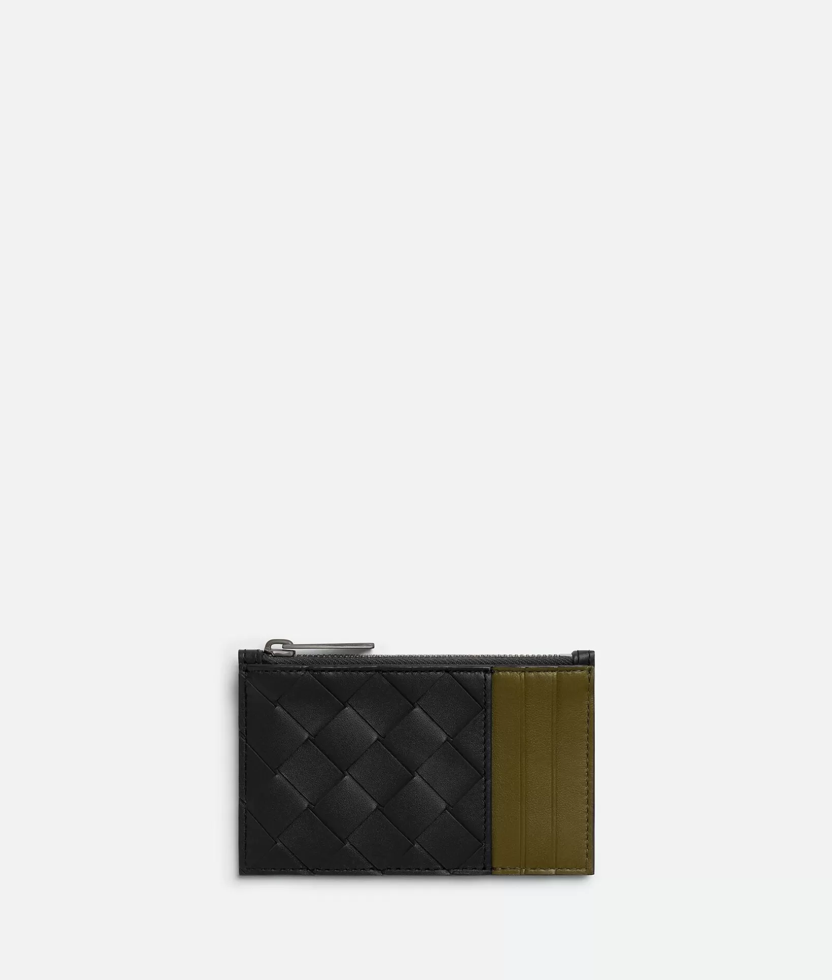 Card Cases>Bottega Veneta Intrecciato Zippered Card Case Shadow/olive oil