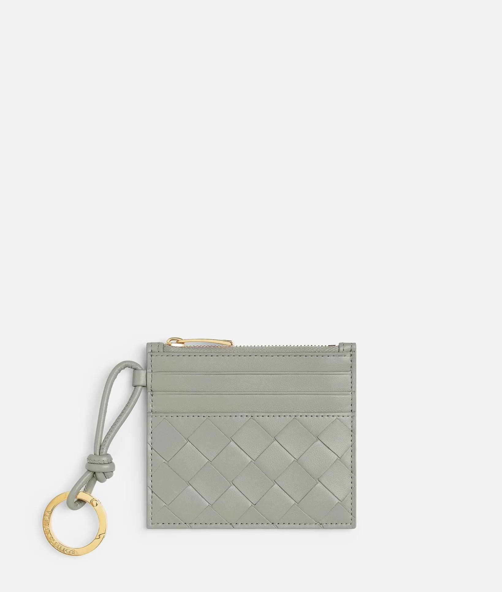 Card Cases>Bottega Veneta Intrecciato Zippered Card Case Agate grey