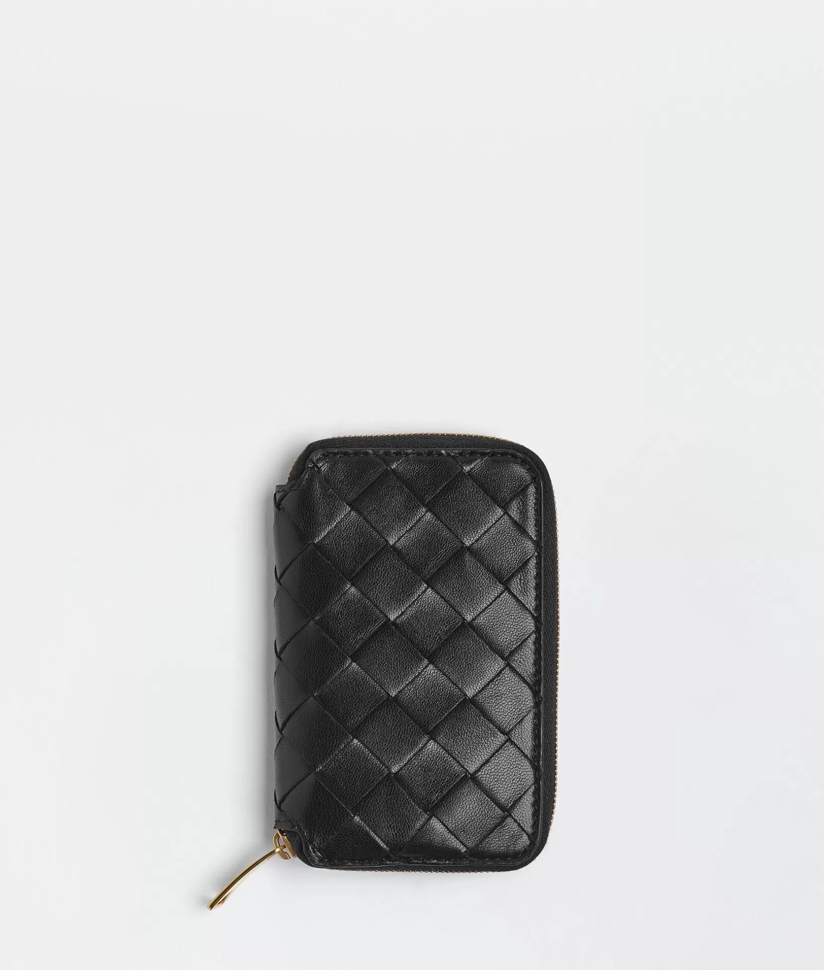 Key Rings>Bottega Veneta Intrecciato Zippered Key Case Black