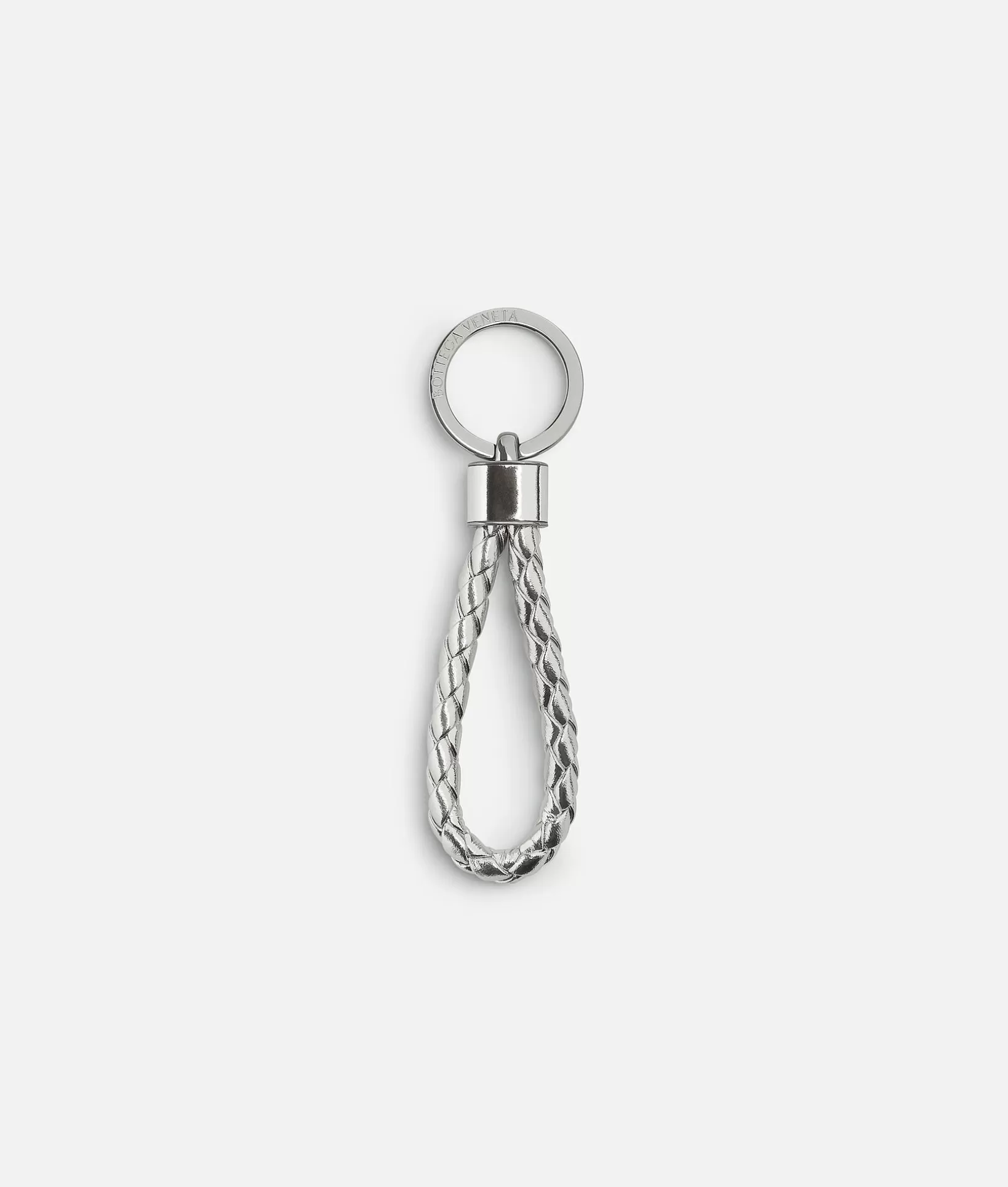 Key Rings>Bottega Veneta Intreccio Key Ring Silver