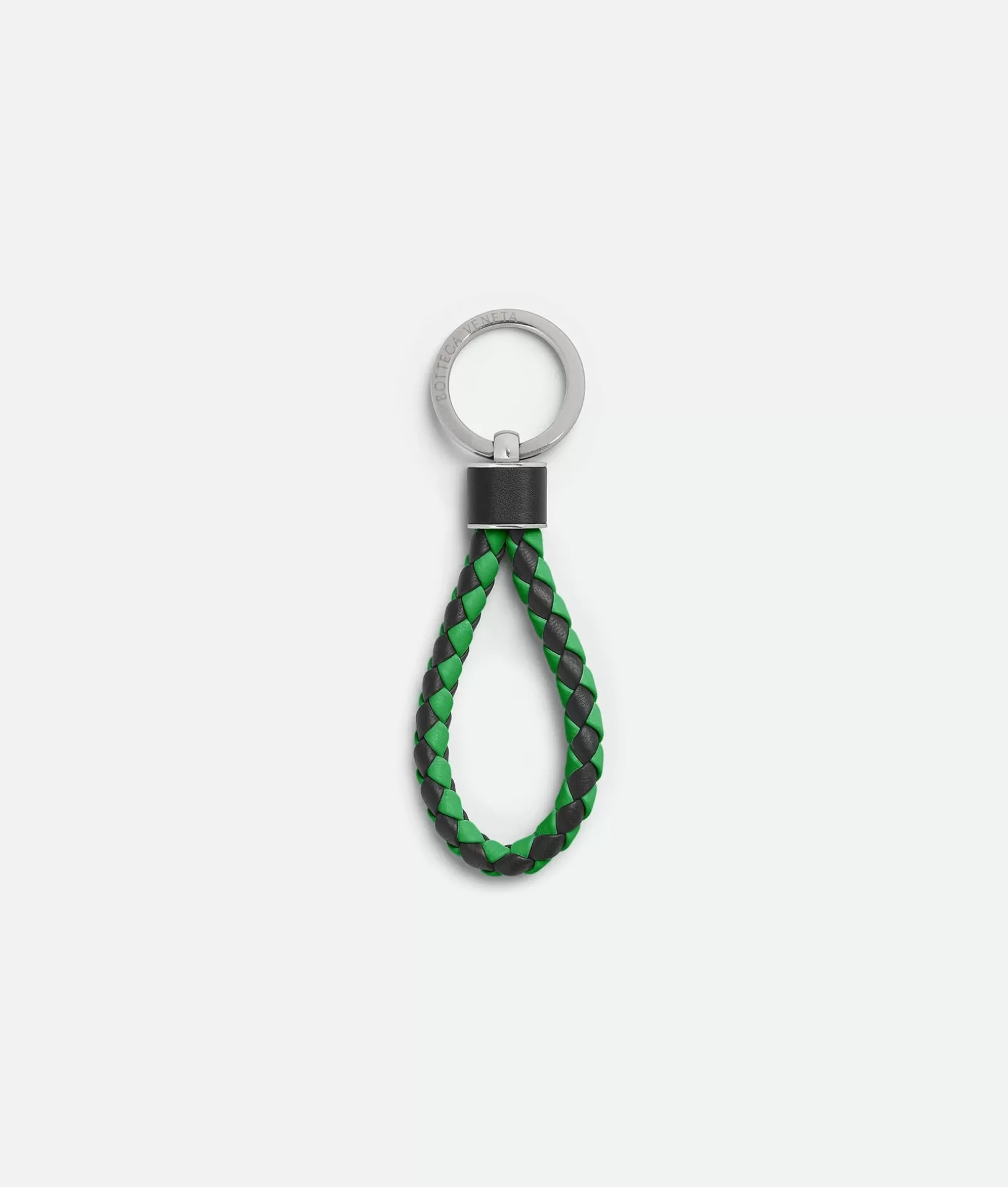 Key Rings>Bottega Veneta Intreccio Key Ring Black/parakeet