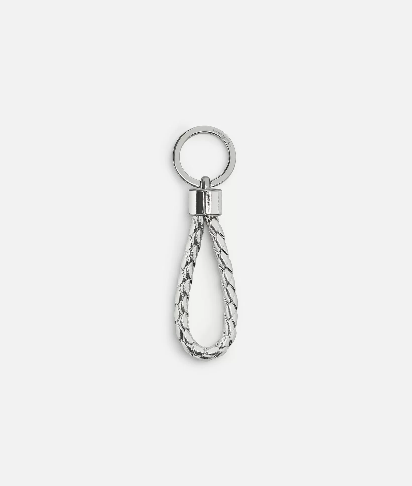 Key Rings>Bottega Veneta Intreccio Key Ring Silver