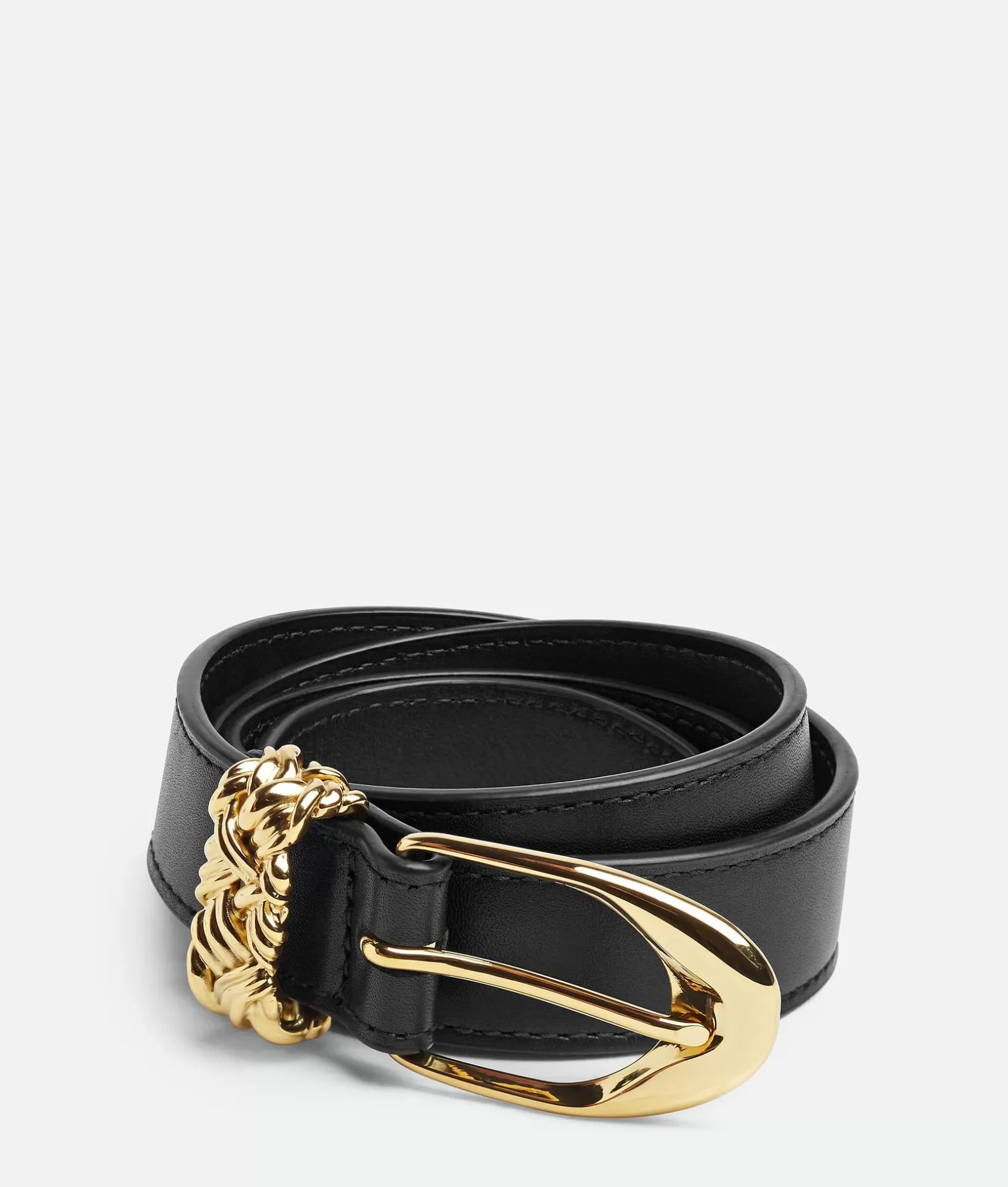 Belts>Bottega Veneta Intreccio Loop Belt Black