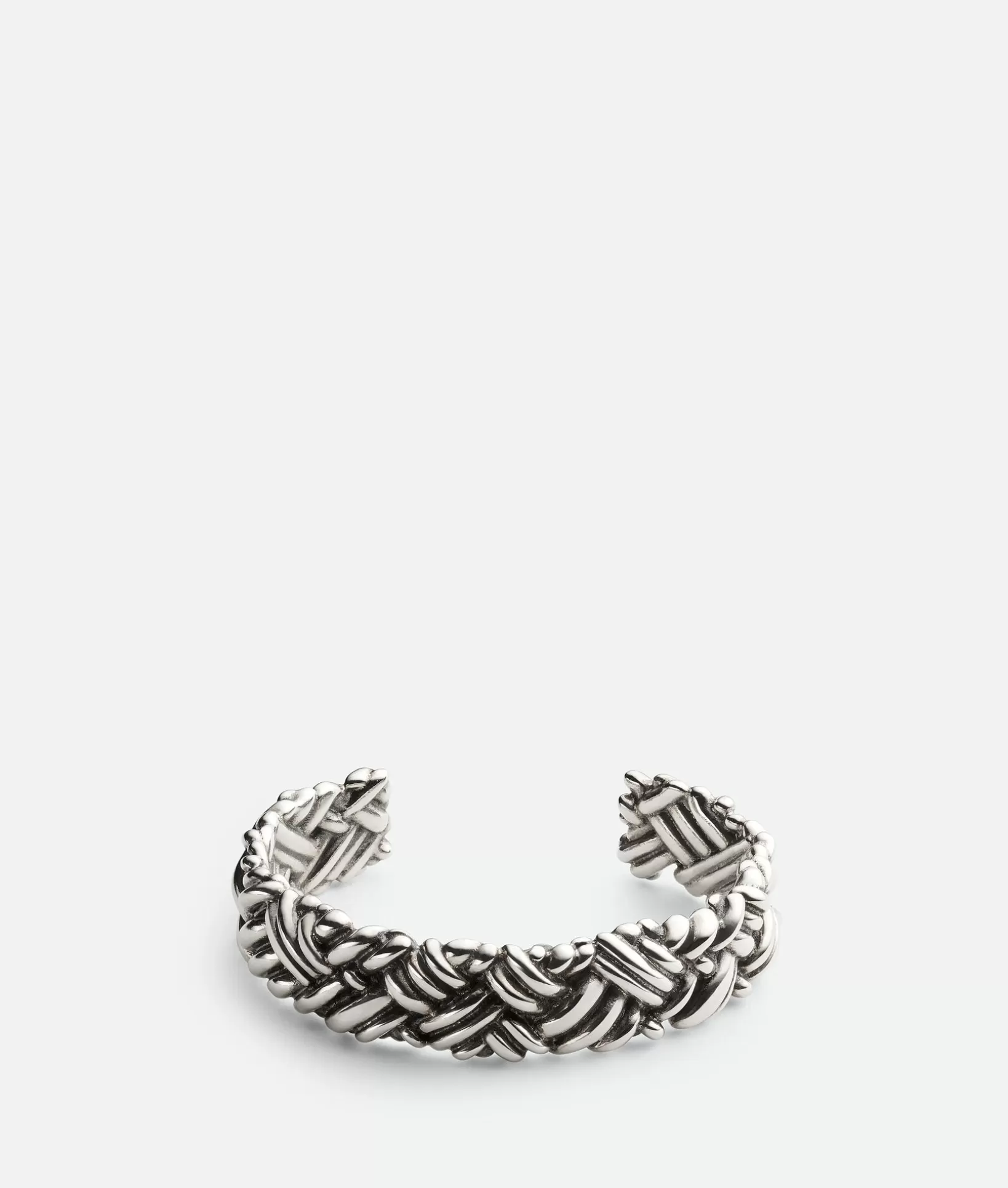 Bracelets>Bottega Veneta Intreccio Medium Cuff Bracelet Silver