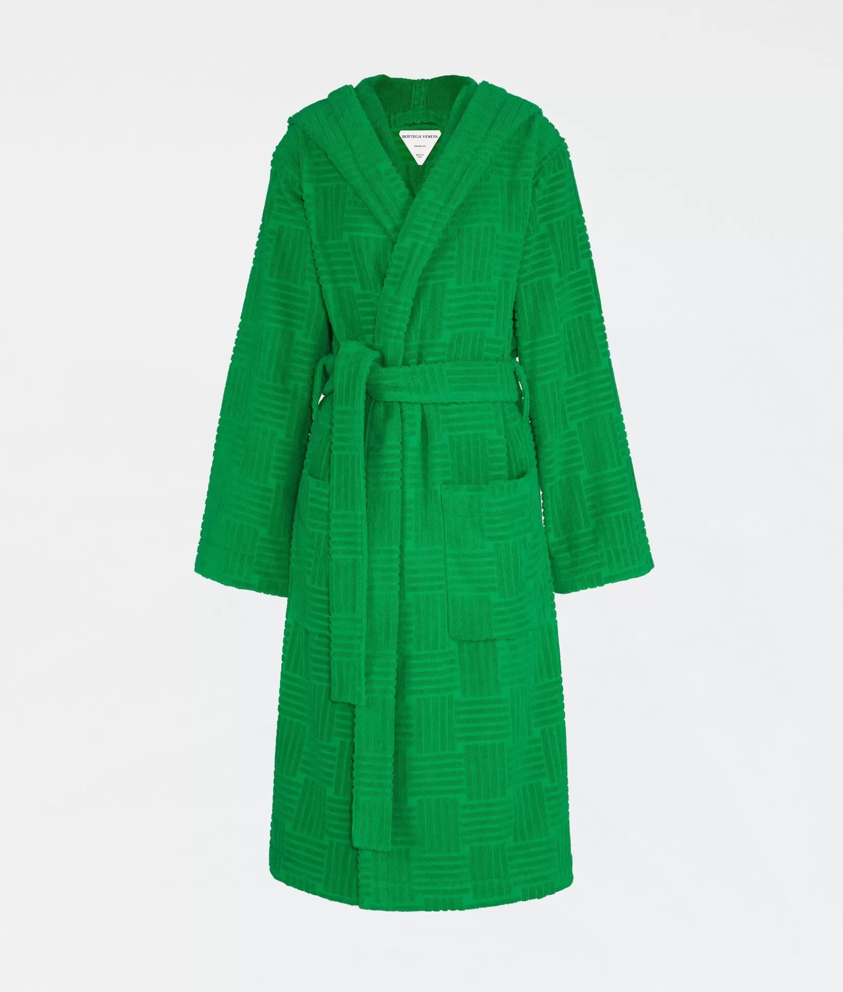 Bathrobes And Towels>Bottega Veneta Intreccio Pattern Cotton Bathrobe Grass