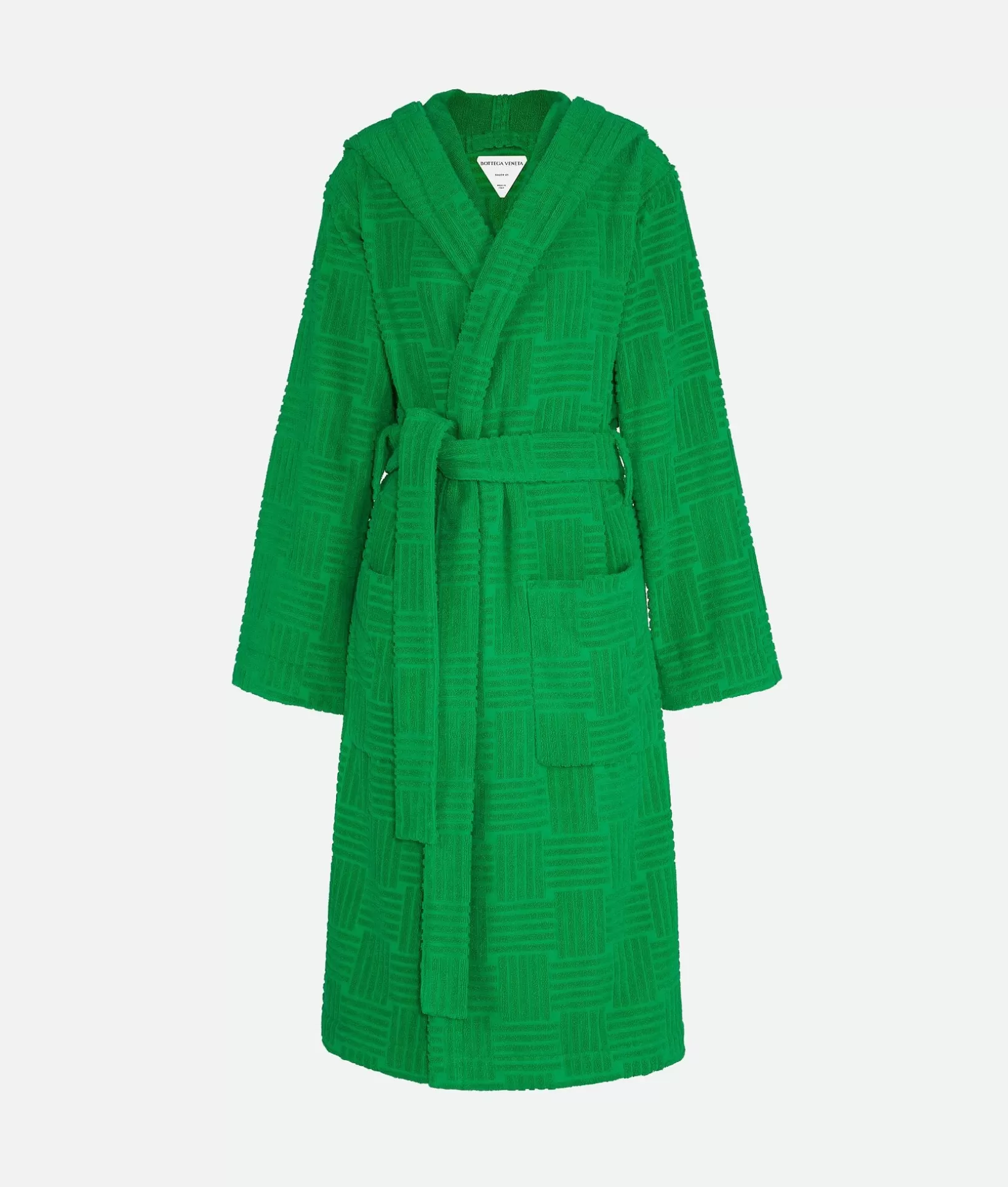 Bathrobes And Towels>Bottega Veneta Intreccio Pattern Cotton Bathrobe Grass