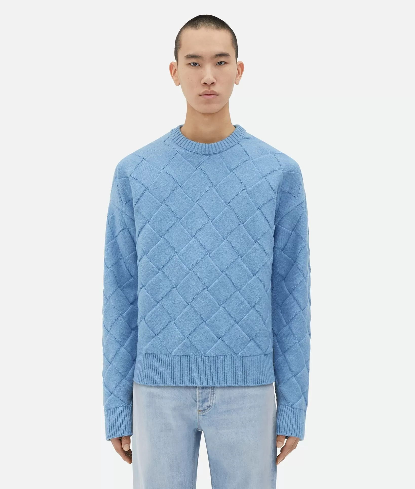 Knitwear>Bottega Veneta Intreccio Wool Jumper Admiral