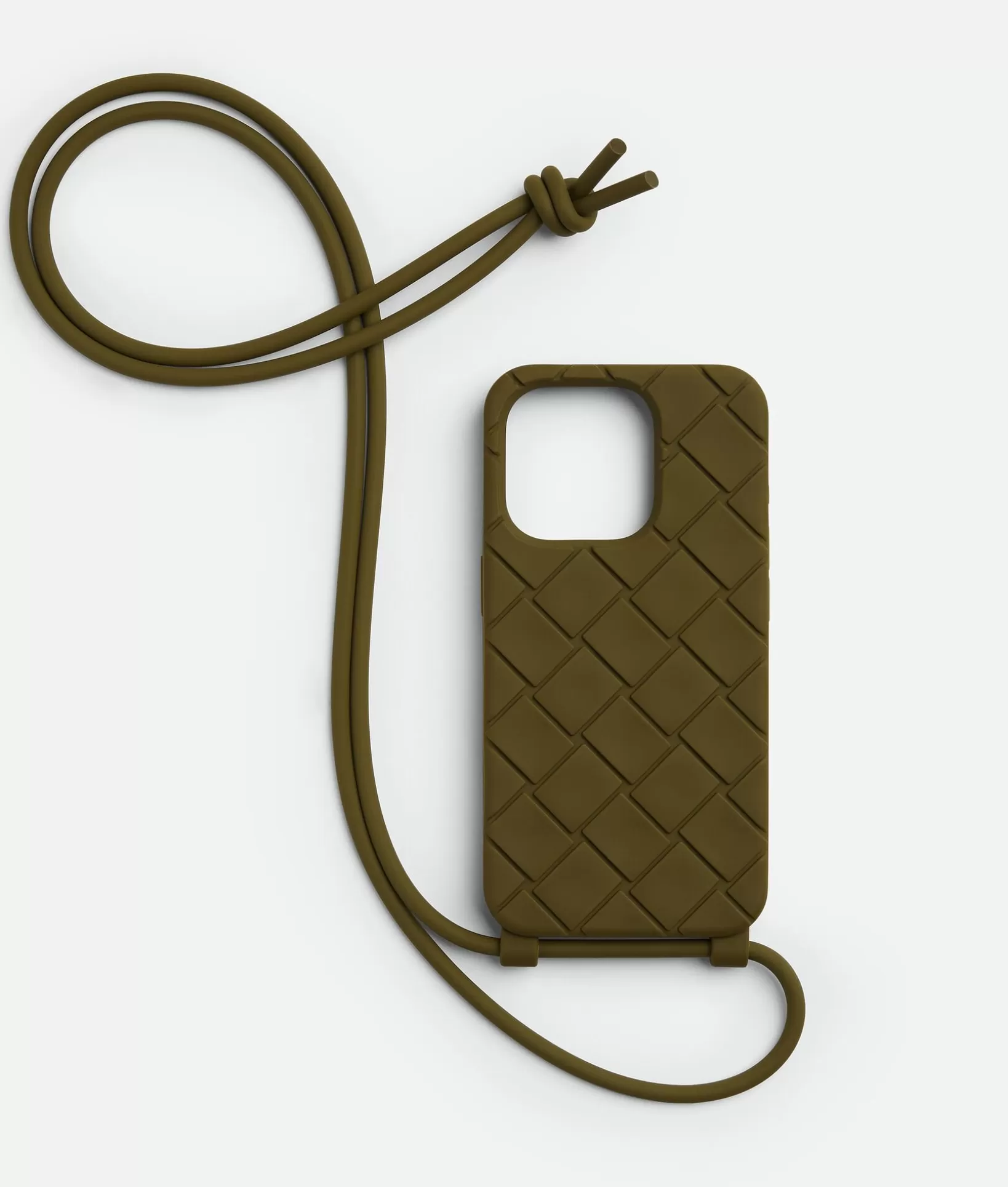 Tech>Bottega Veneta IPhone 15 Pro Case With Strap Olive oil