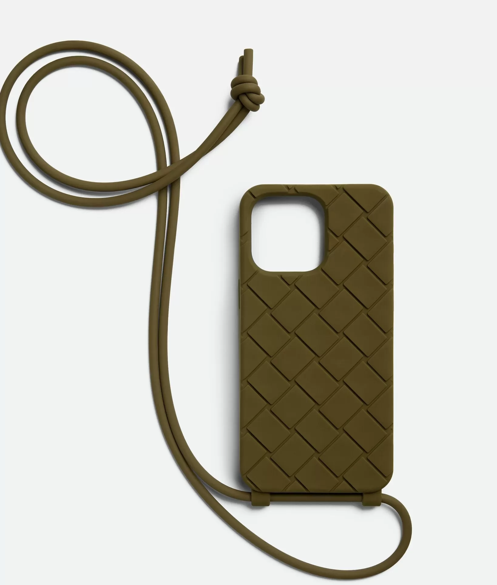 Tech>Bottega Veneta IPhone 15 Pro Max Case With Strap Olive oil