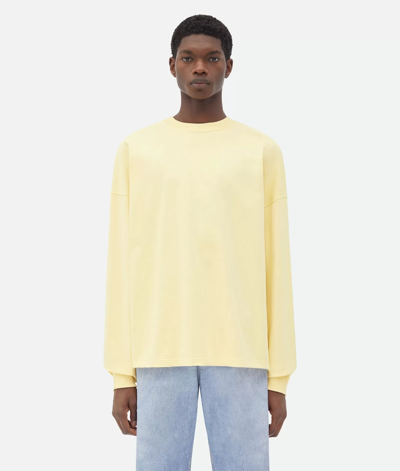 T-Shirts>Bottega Veneta Jersey Oversized Long Sleeve T-Shirt Barley