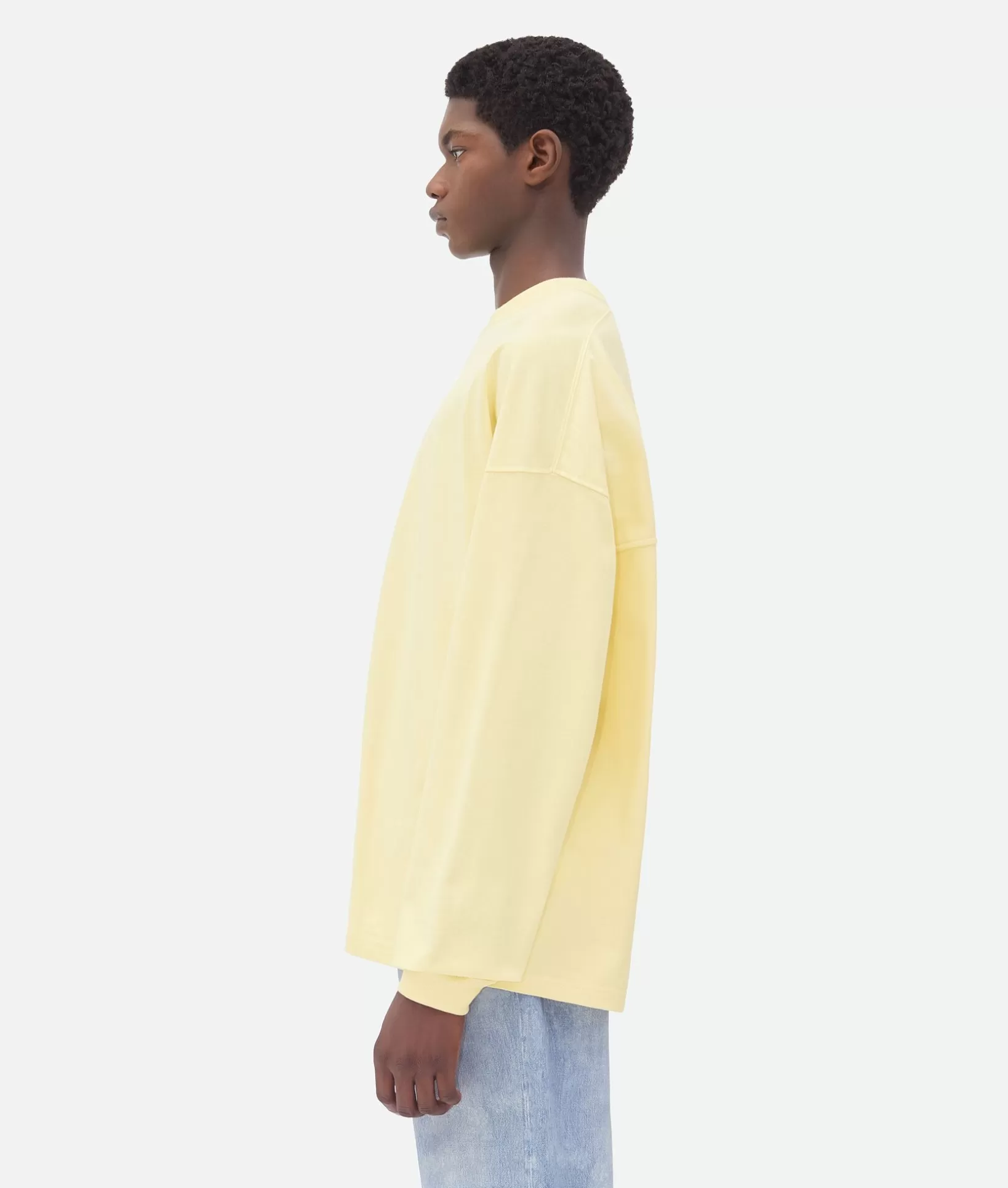 T-Shirts>Bottega Veneta Jersey Oversized Long Sleeve T-Shirt Barley