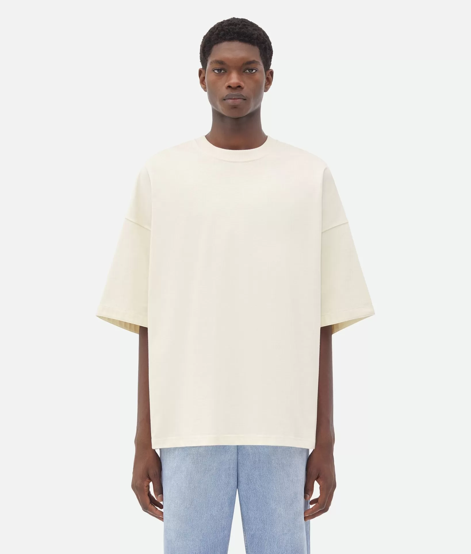 T-Shirts>Bottega Veneta Jersey Oversized T-Shirt Chalk