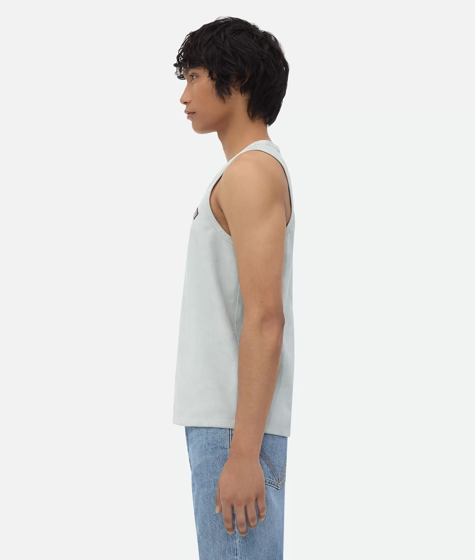 T-Shirts | Leather>Bottega Veneta Jersey Rib Leather Tank Top Stone white