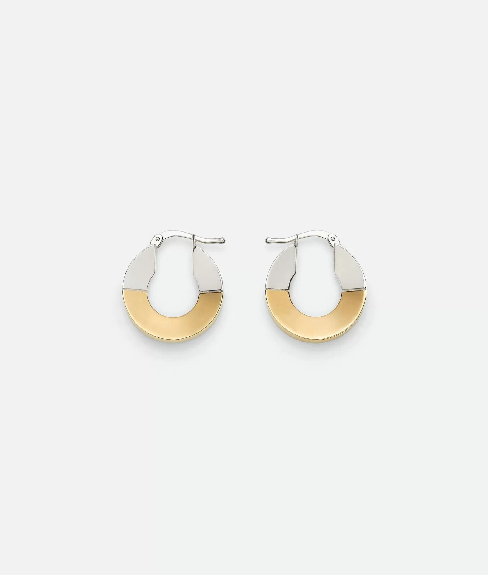 Earrings>Bottega Veneta Joint Hoop Earrings Silver / Yellow gold