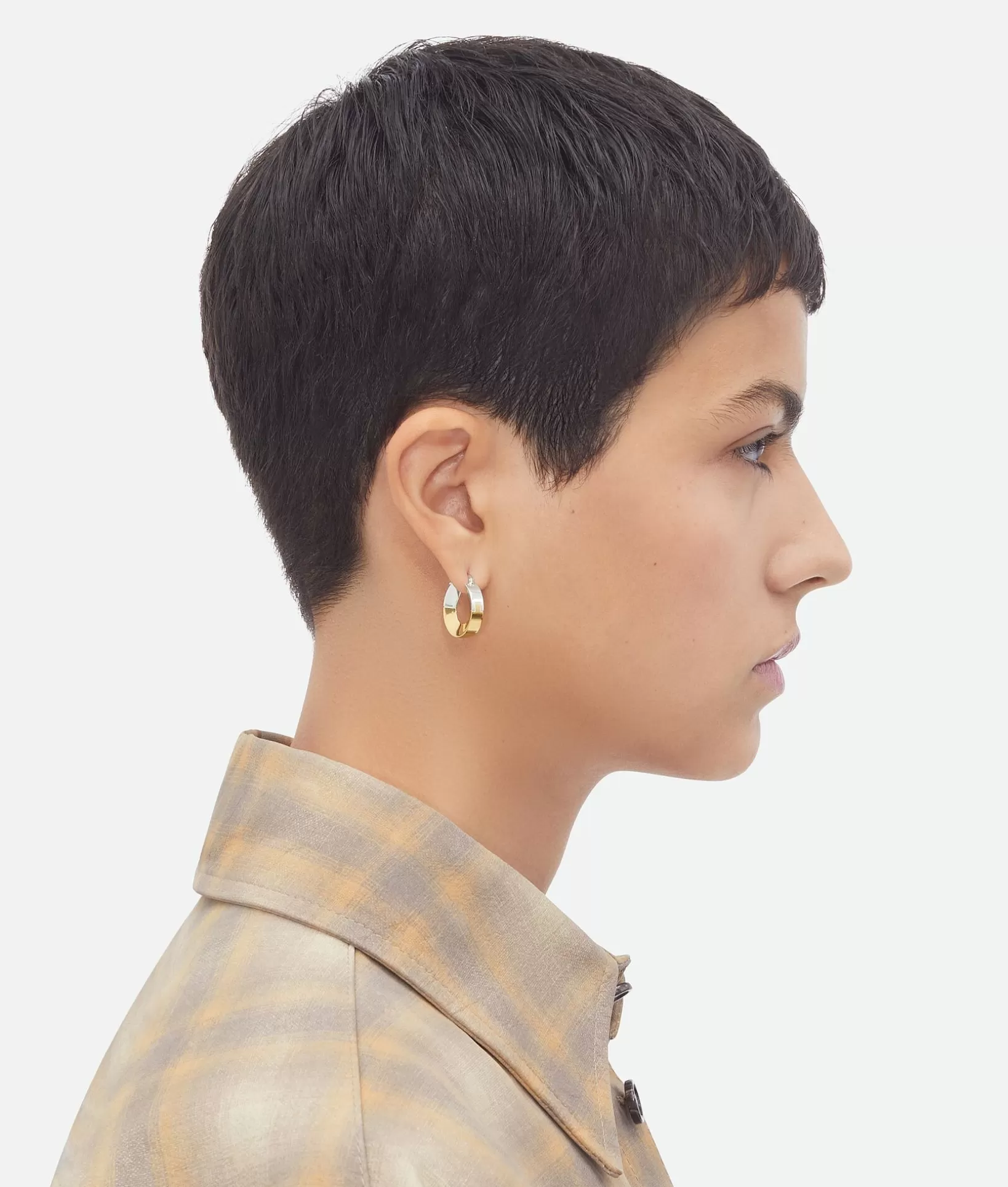 Earrings>Bottega Veneta Joint Hoop Earrings Silver / Yellow gold