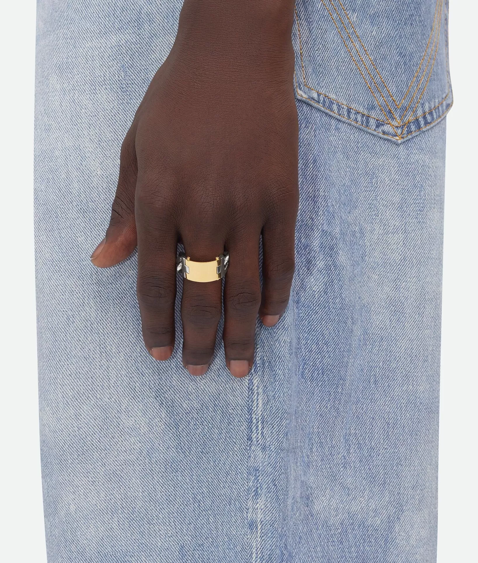 Rings>Bottega Veneta Joint Ring Silver/yellow gold