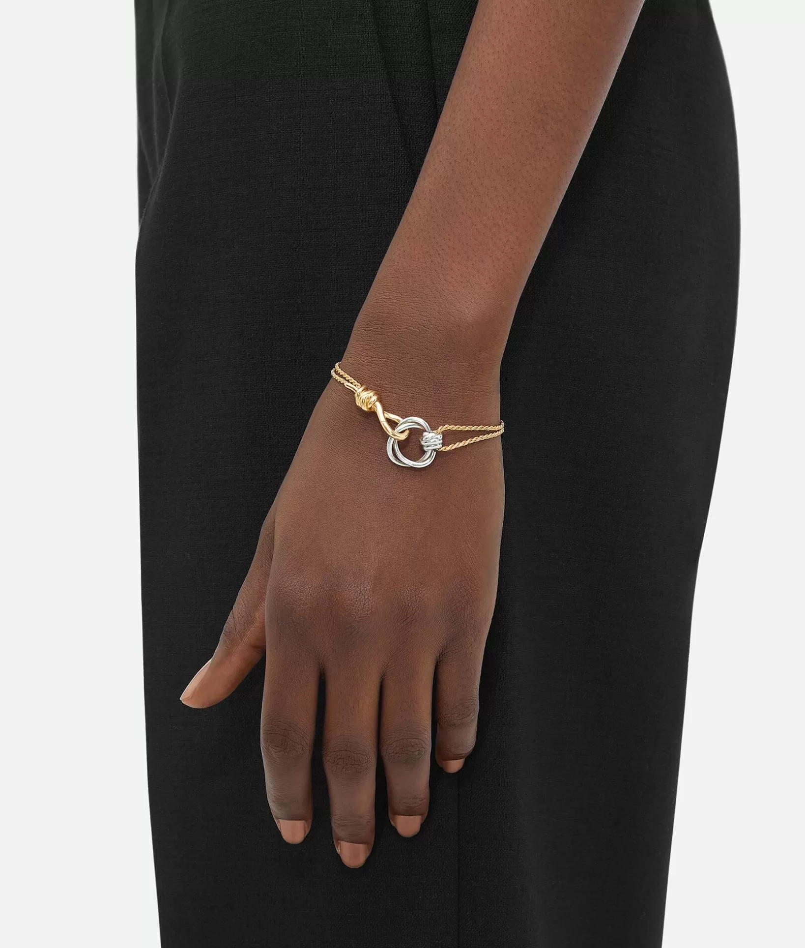 Bracelets>Bottega Veneta Knot Bracelet Silver/yellow gold