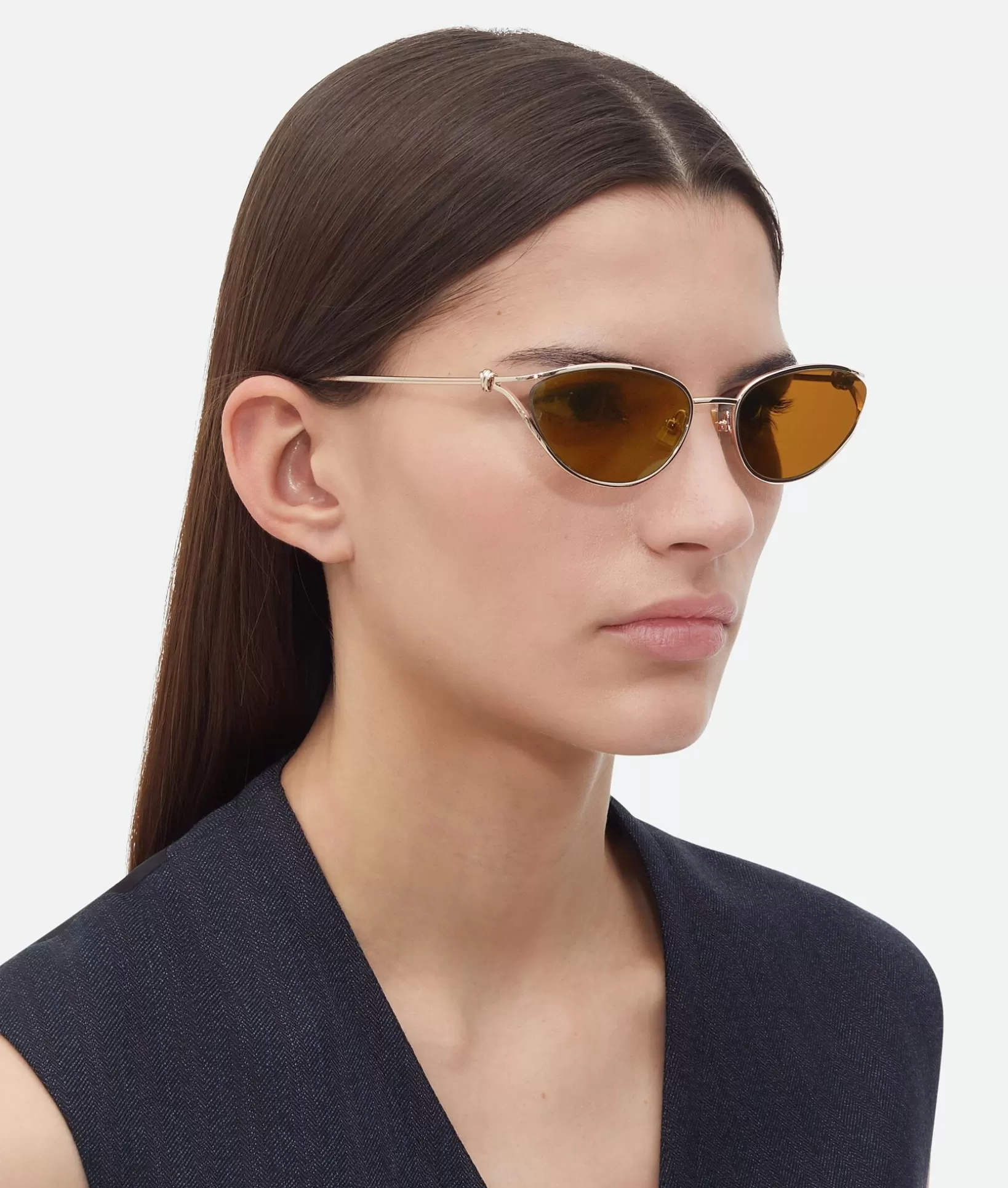 Sunglasses | Sunglasses>Bottega Veneta Knot Cat Eye Sunglasses Gold/brown