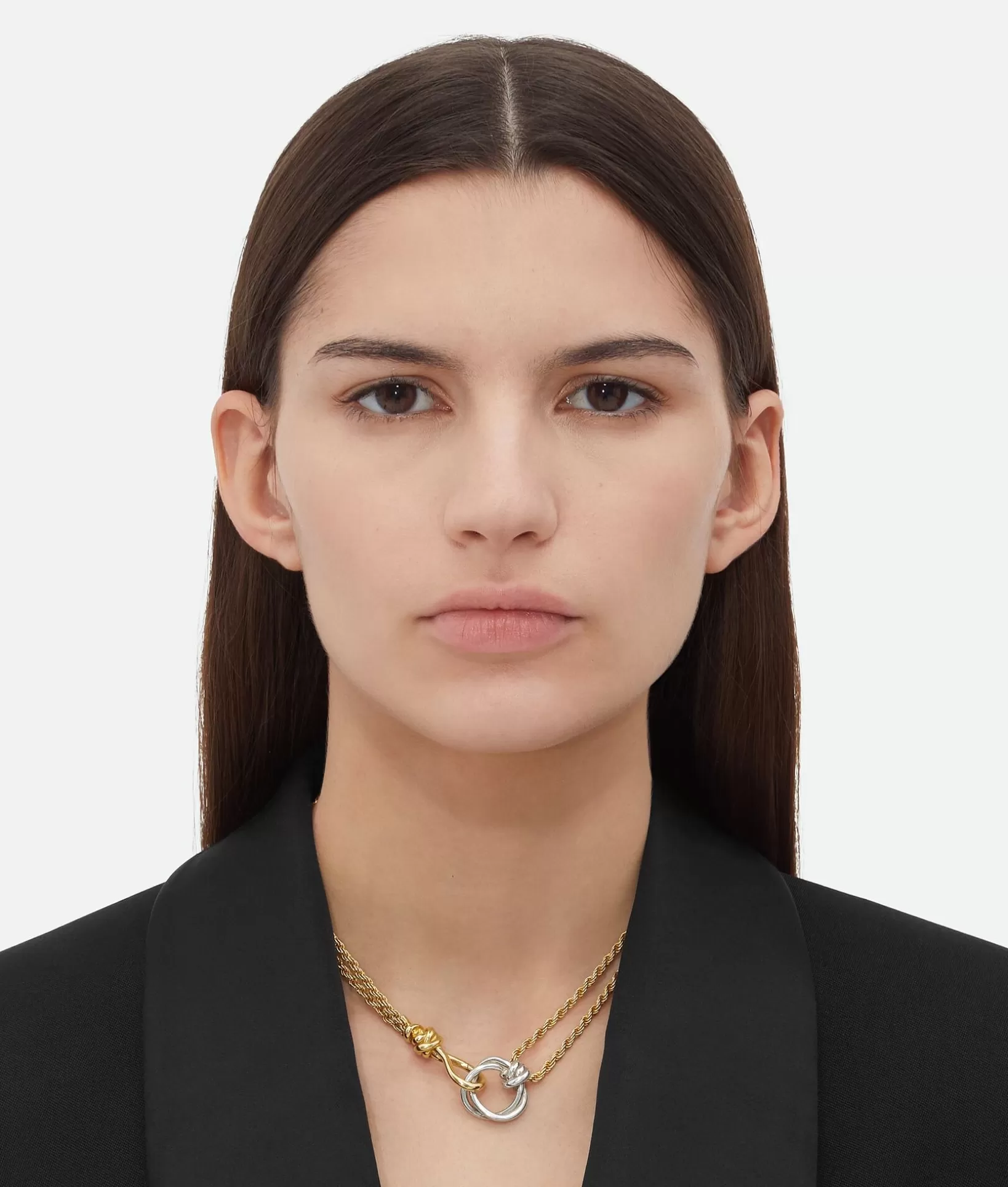 Necklaces>Bottega Veneta Knot Necklace Silver/yellow gold