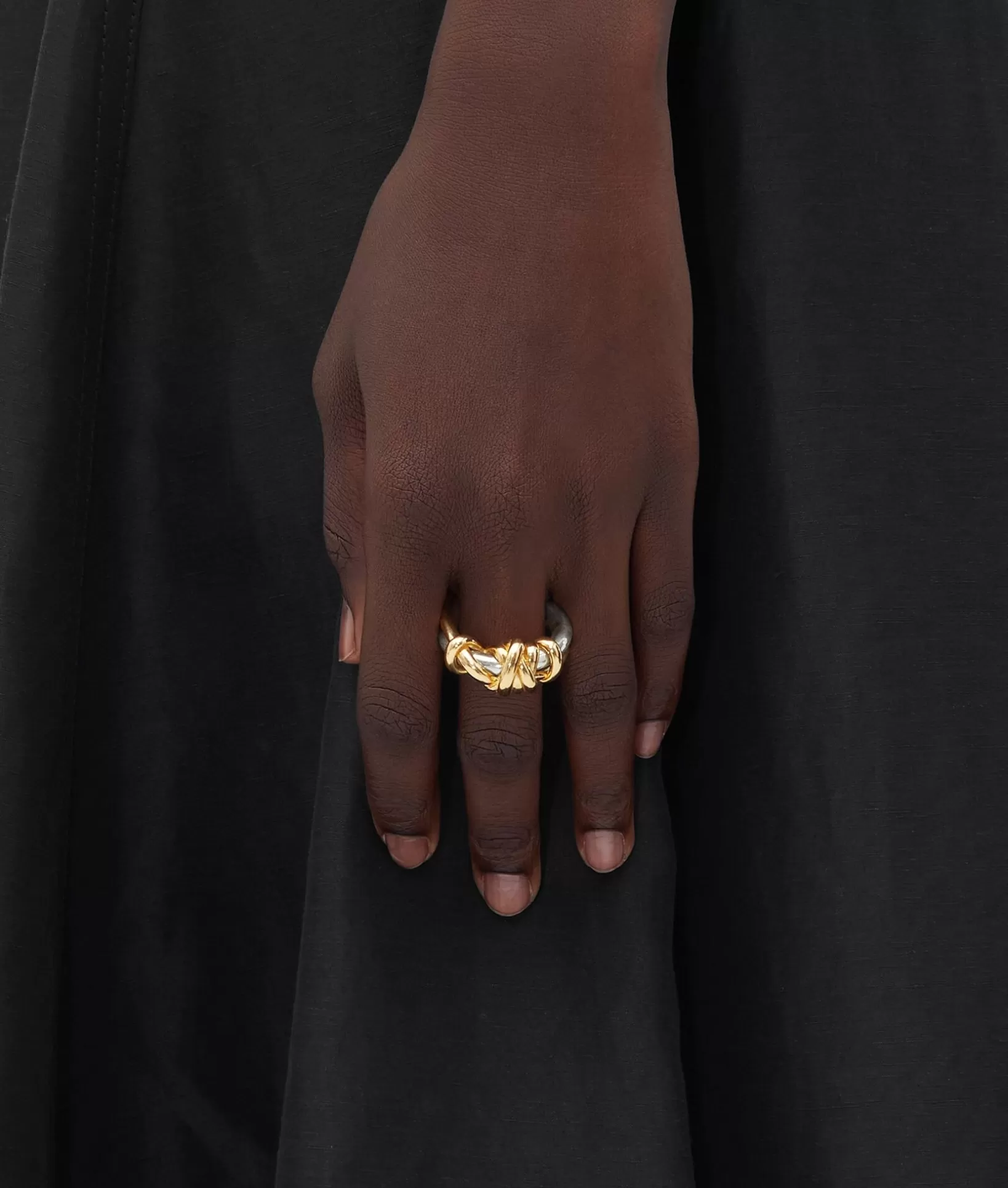 Rings>Bottega Veneta Knot Ring Silver/yellow gold