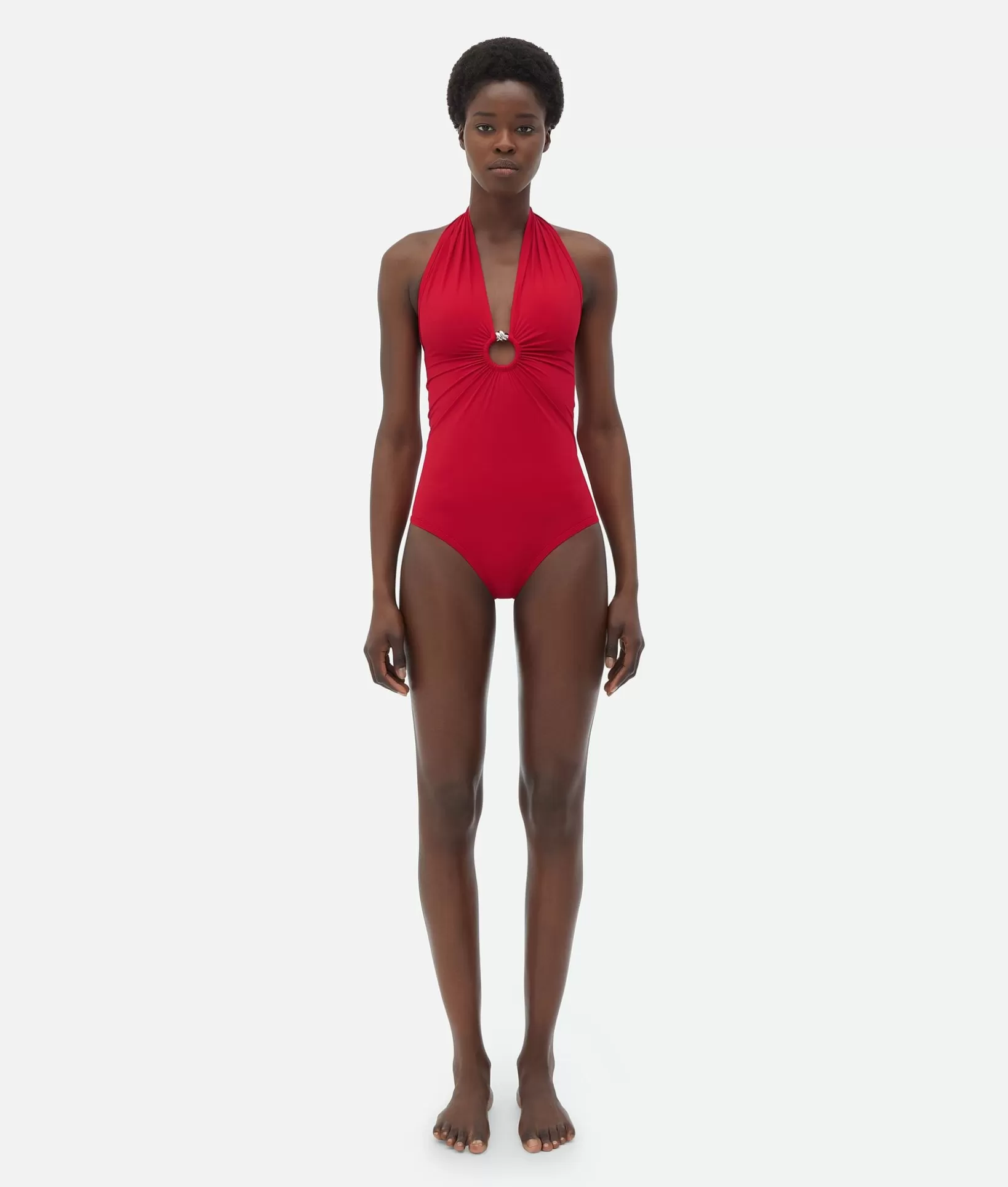 Swimwear>Bottega Veneta Knot Stretch Nylon Swimsuit Vernis