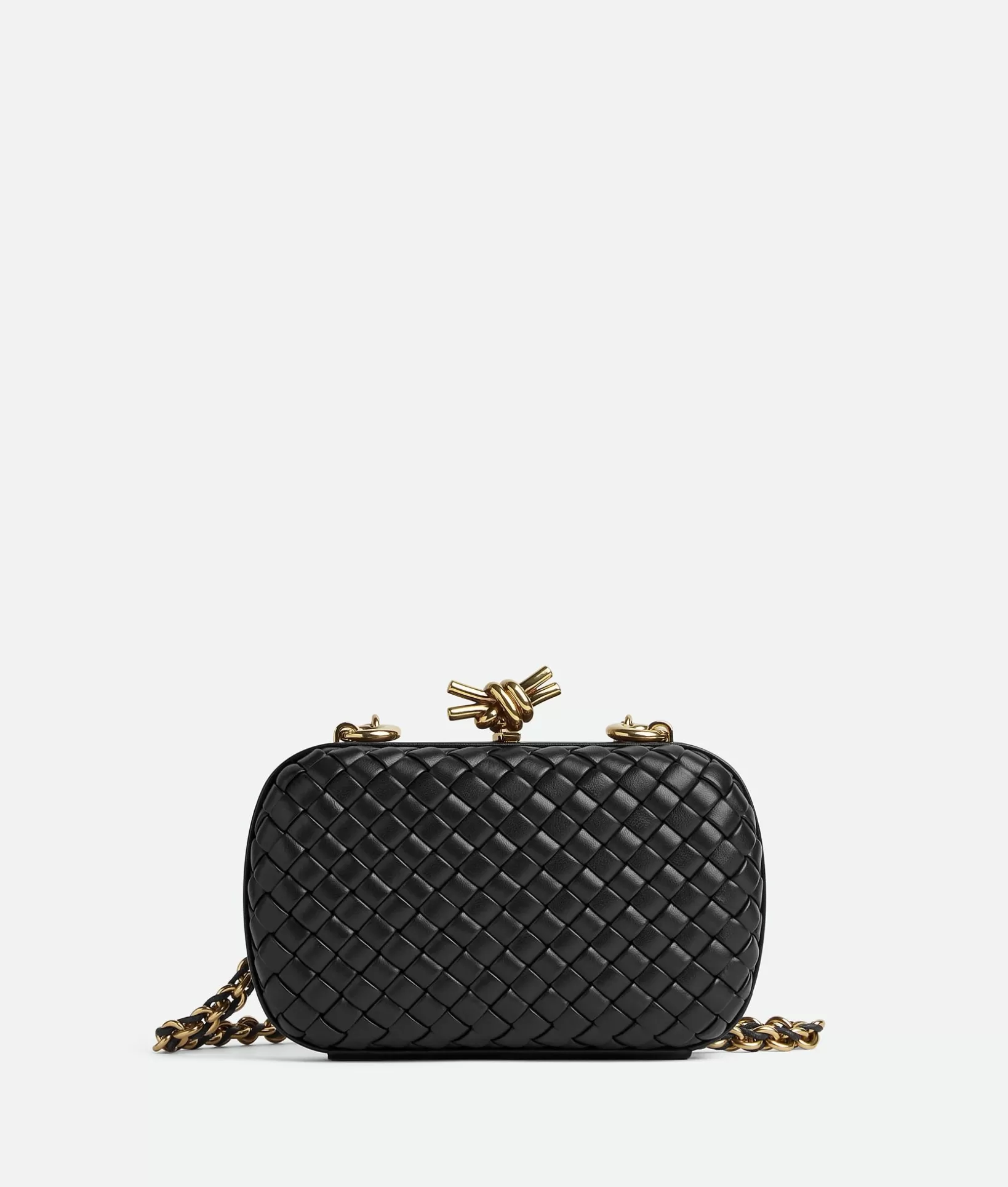 Clutch>Bottega Veneta Knot With Chain Black