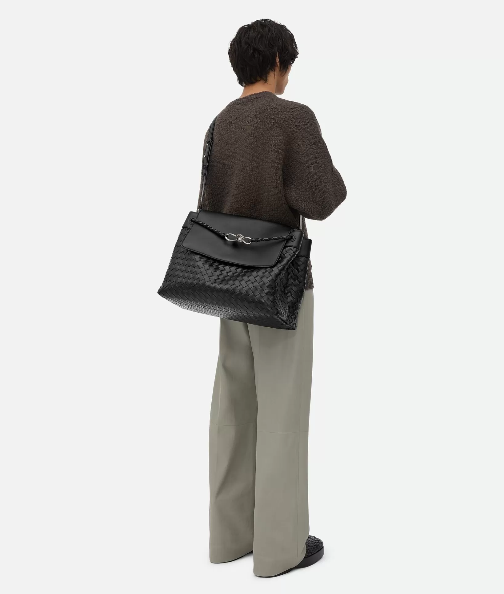 Travel Bags | Shopper>Bottega Veneta Large Andiamo Messenger Black