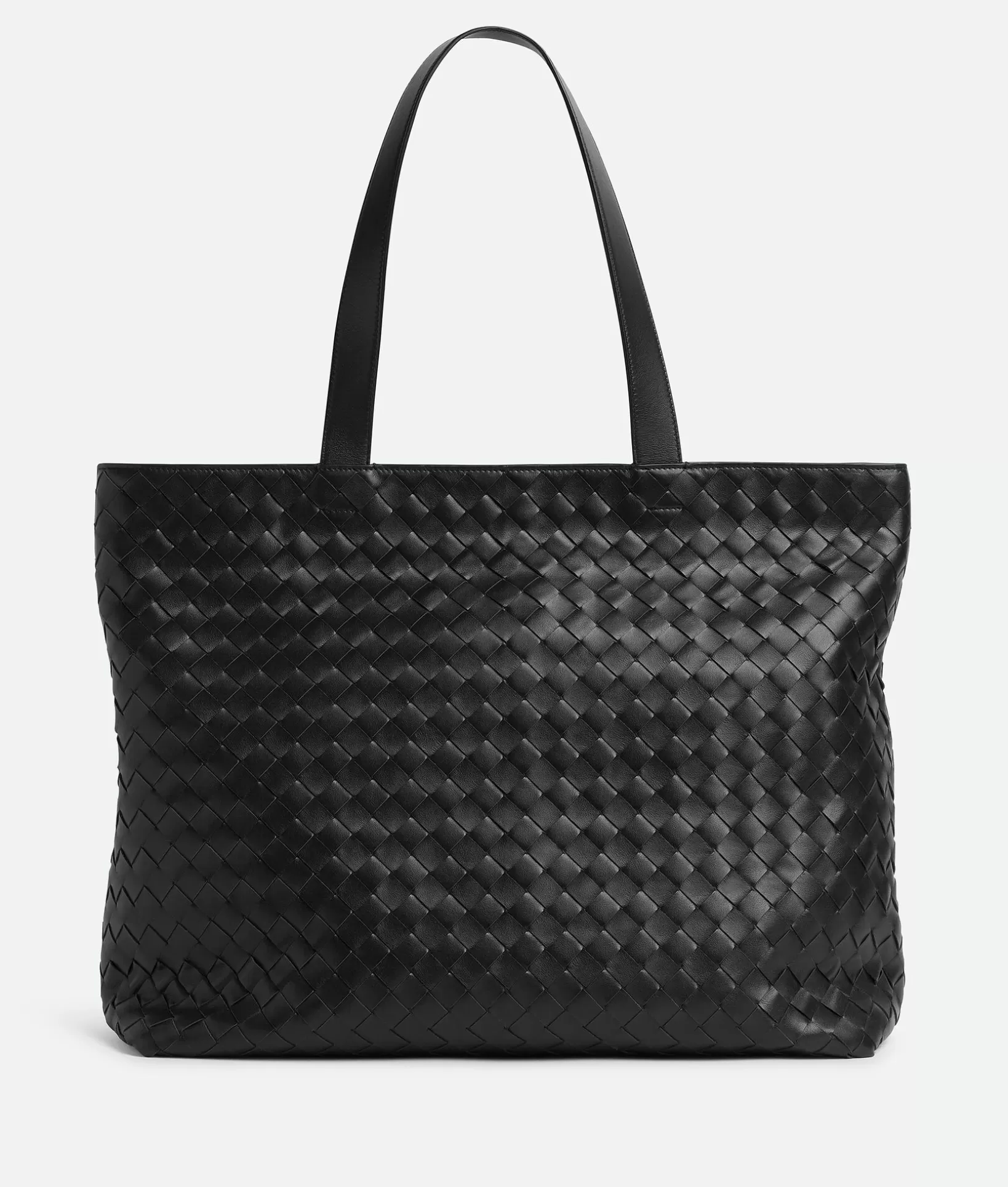 Shopper>Bottega Veneta Large Intrecciato Zipped Tote Black