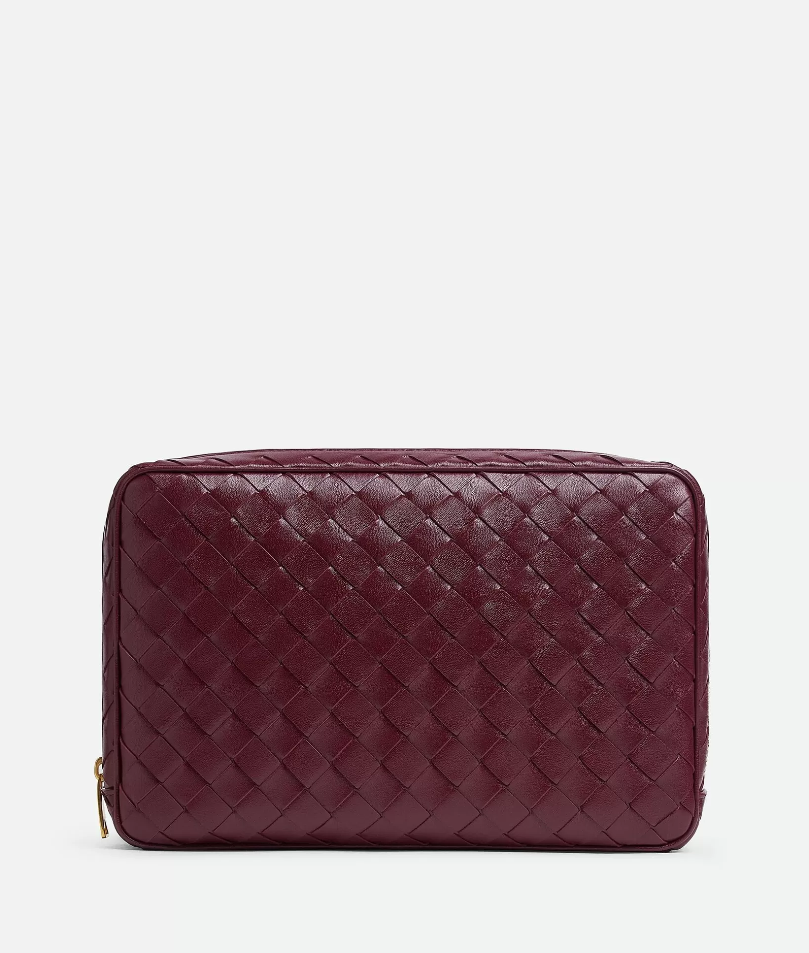 Pouches And Travel Accessories>Bottega Veneta Large Intrecciato Zippered Pouch Barolo