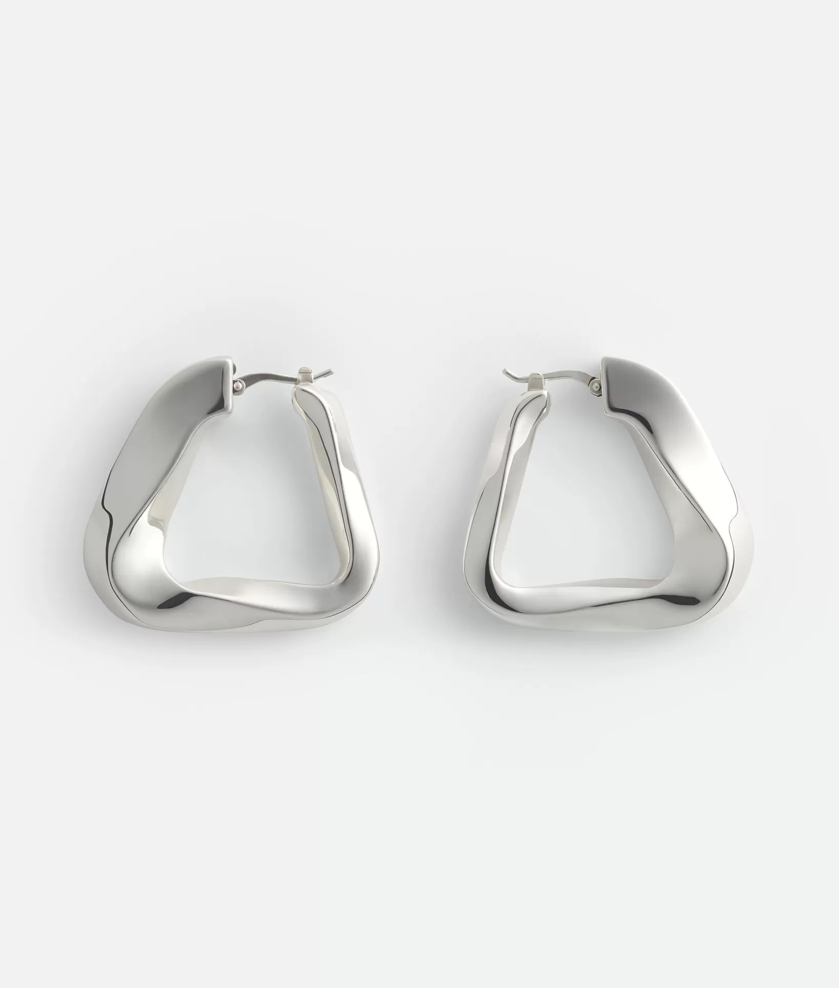 Earrings>Bottega Veneta Large Twist Triangle Hoop Earrings Silver