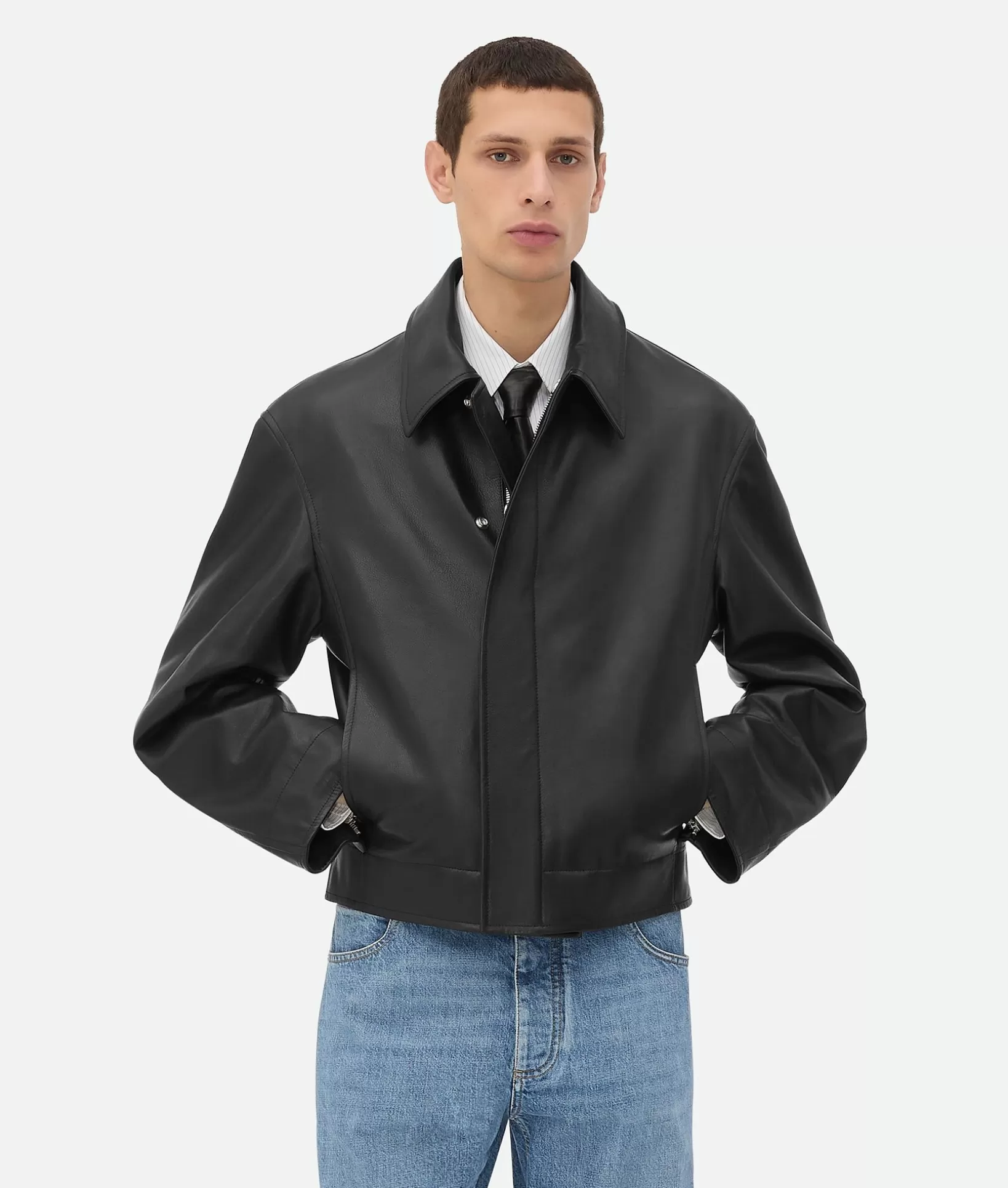 Leather | Jackets>Bottega Veneta Leather Blouson Black