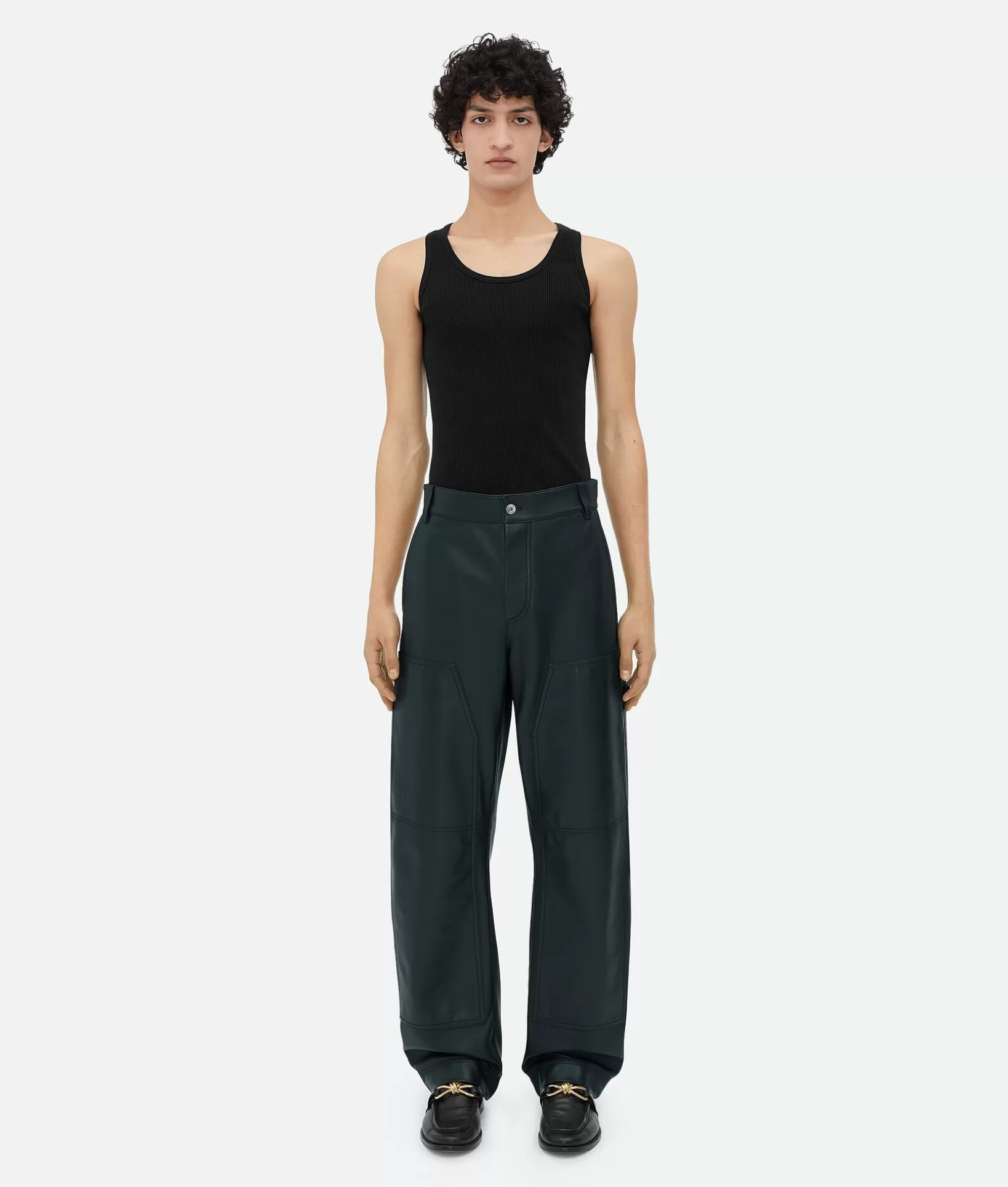 Trousers And Shorts | Leather>Bottega Veneta Leather Cargo Trousers Shadow