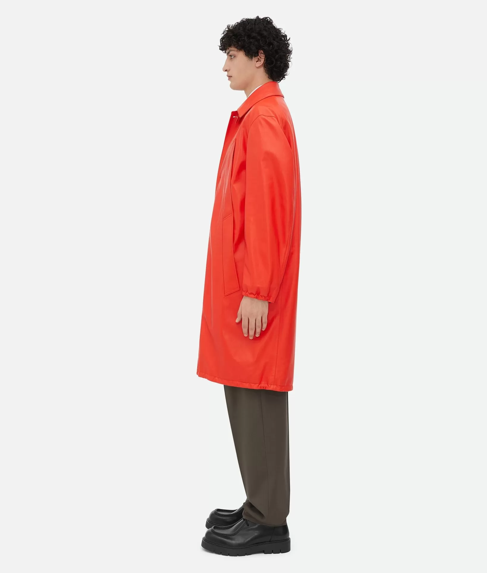 Coats>Bottega Veneta Leather Coat Bright orange